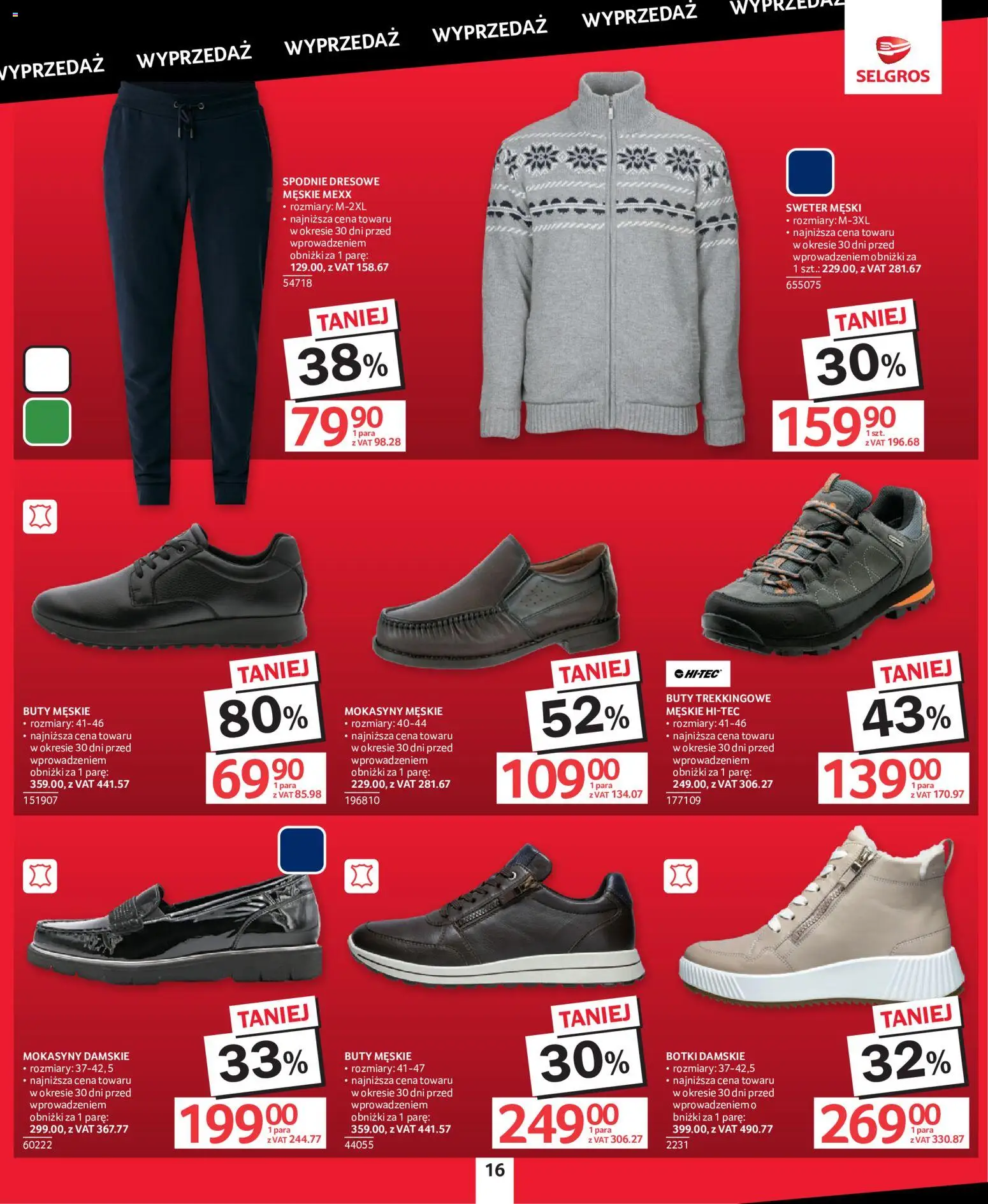 Selgros cash&carry gazetka - Totalna Wyprzedaż od 08.10.2026 | Strona: 16 | Produkty: Sweter, Mokasyny, Buty, Buty męskie