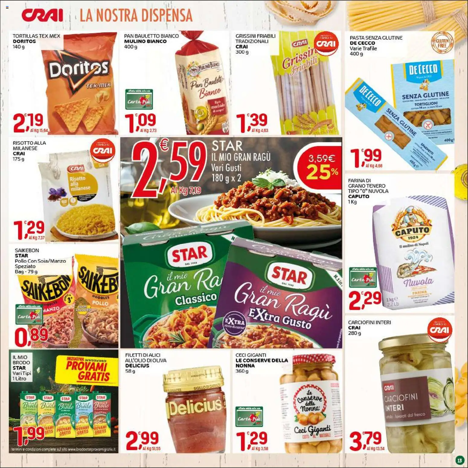 Volantino CRAI del 05.03.2026 | Pagina: 13 | Prodotti: Pollo, Manzo, Farina, Ragú