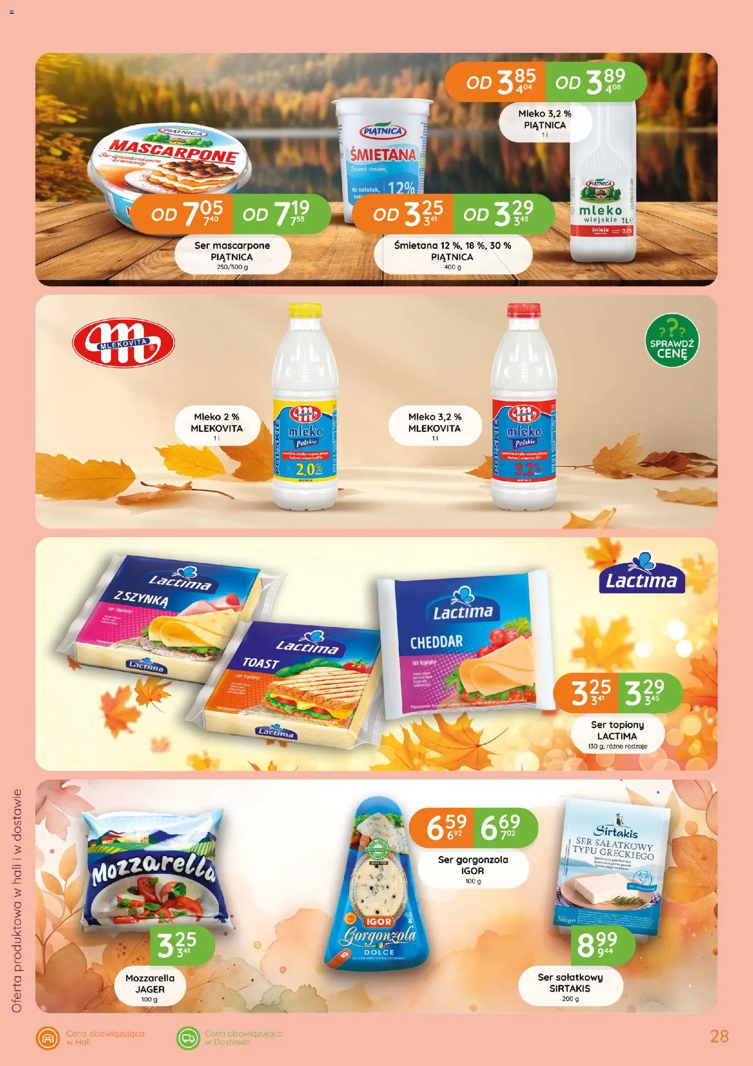 Eurocash gazetka od 15.10.2026 | Strona: 28 | Produkty: Mleko, Ser gorgonzola, Mozzarella, Gorgonzola