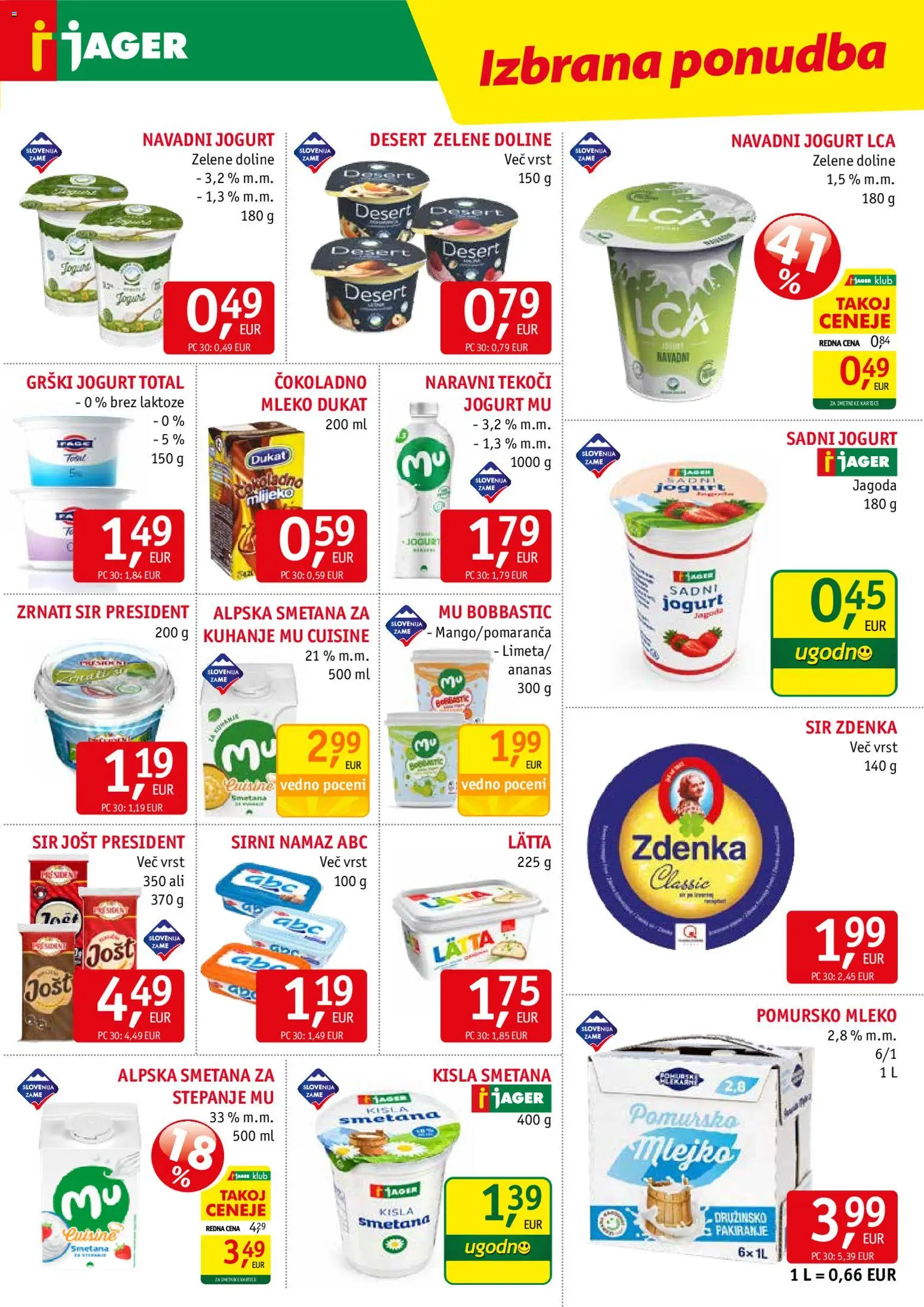 Novi Jager katalog ponudbe – veljaven od 02.09.2026 | Stran: 5 | Izdelki: Zrnati sir, Namaz, Mleko, Jogurt