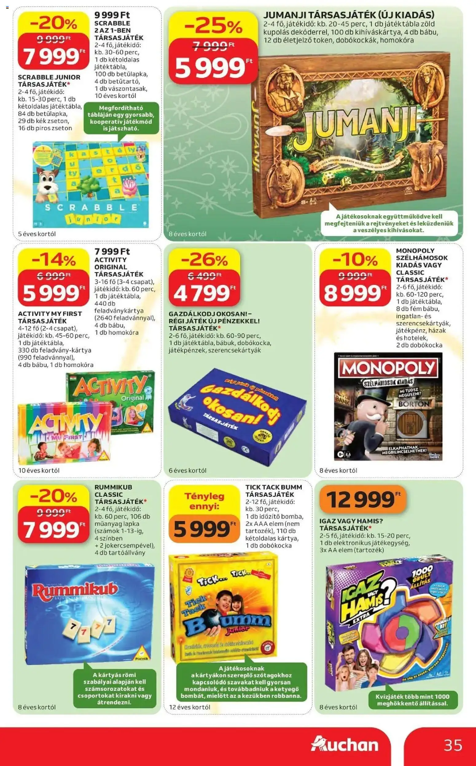 Auchan Karácsonyi ajánlataink Kecskemét - 2026.10.22. -tól/töl > akció, lapozható szórólap 🛍️ | Oldal: 35 | Termékek: Játék, Elem, Társasjáték