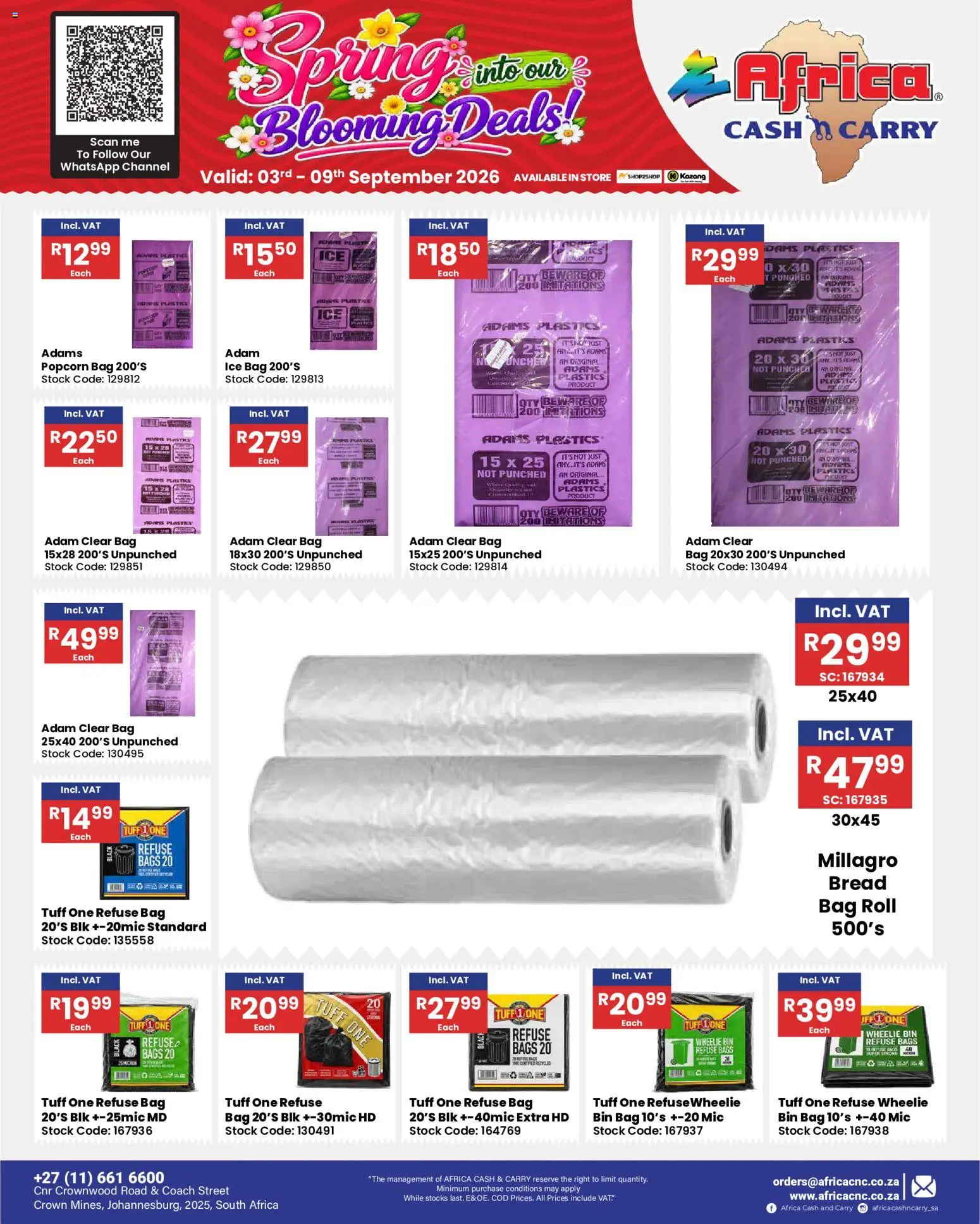 New Africa Cash & Carry catalogue – valid from 03/09/2026 | Page: 50 | Products: Bread, Popcorn, Refuse bags, Stock