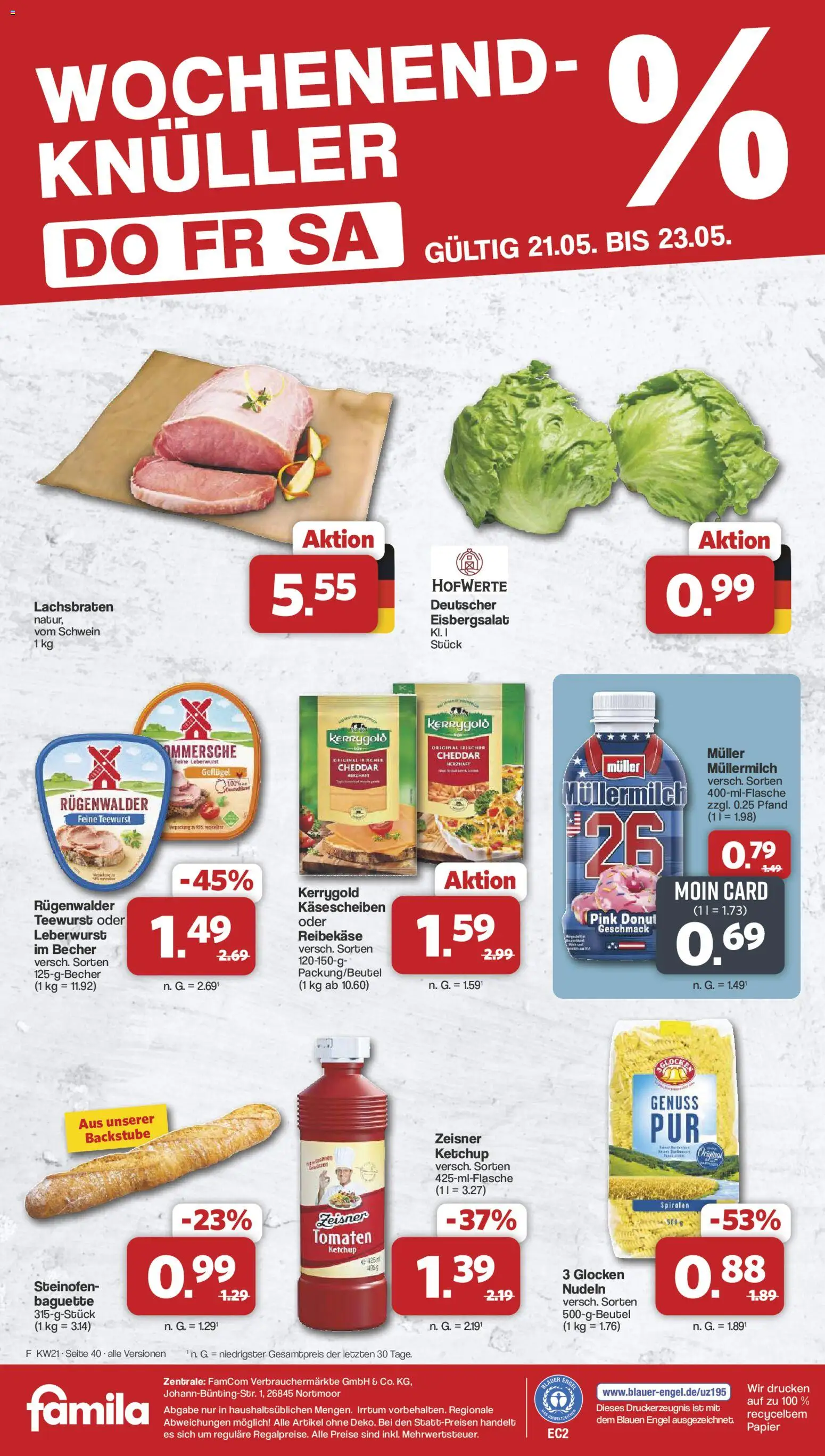 Famila Nordwest Prospekt 	 – gültig ab 18.05.2026 | Seite: 40 | Produkte: Eisbergsalat, Müllermilch, Ketchup, Muller mullermilch
