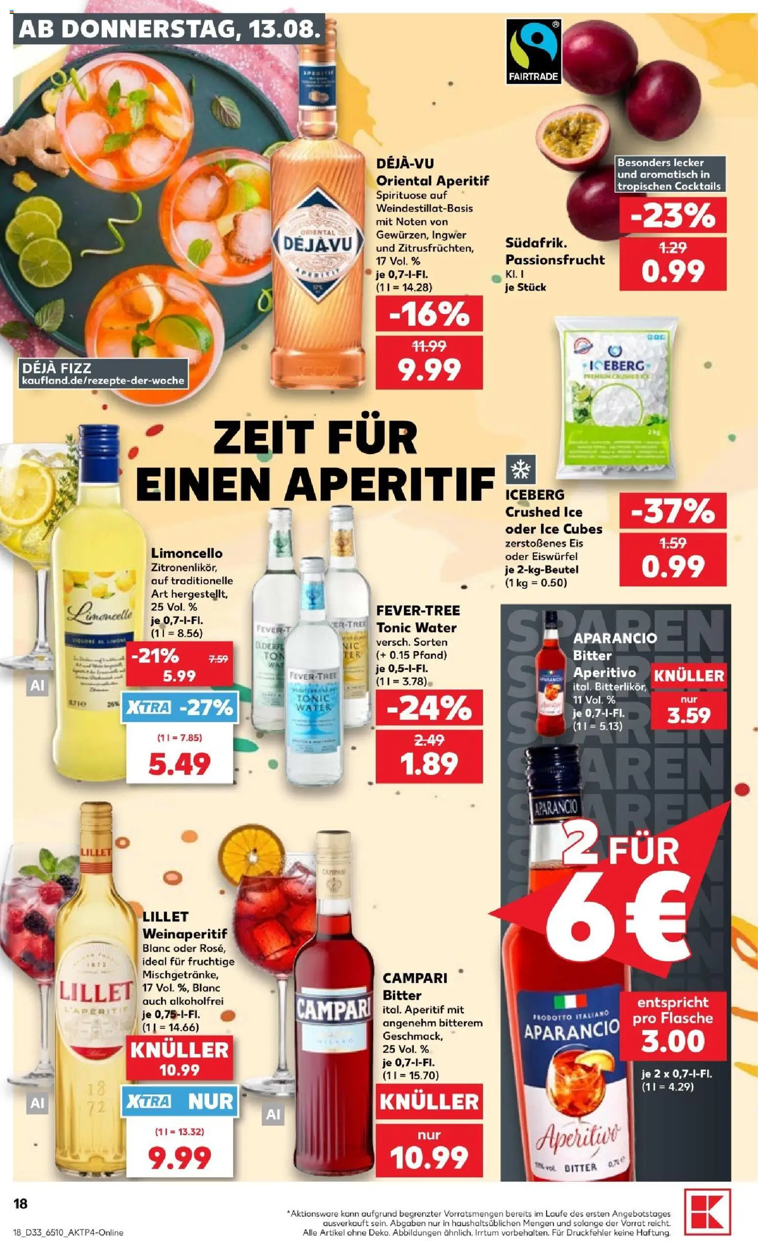 Kaufland Prospekt Köln – gültig ab 13.08.2026 | Seite: 18 | Produkte: Campari, Lillet, Limoncello, Eis