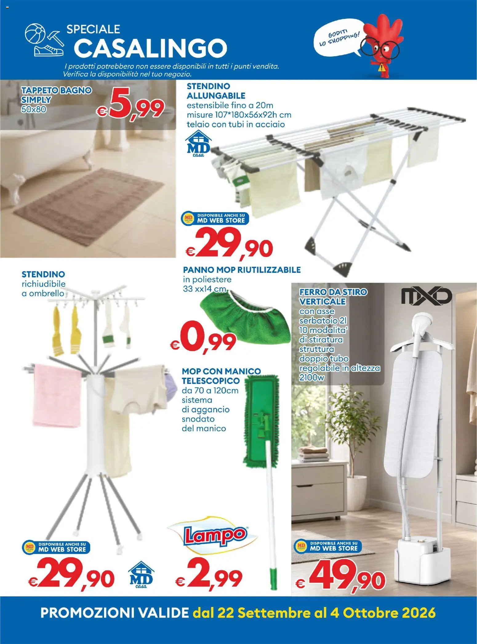 Volantino MD Discount del 22/09/2026 | Pagina: 30 | Prodotti: Tubo, Ferro da stiro, Bagno, Tappeto