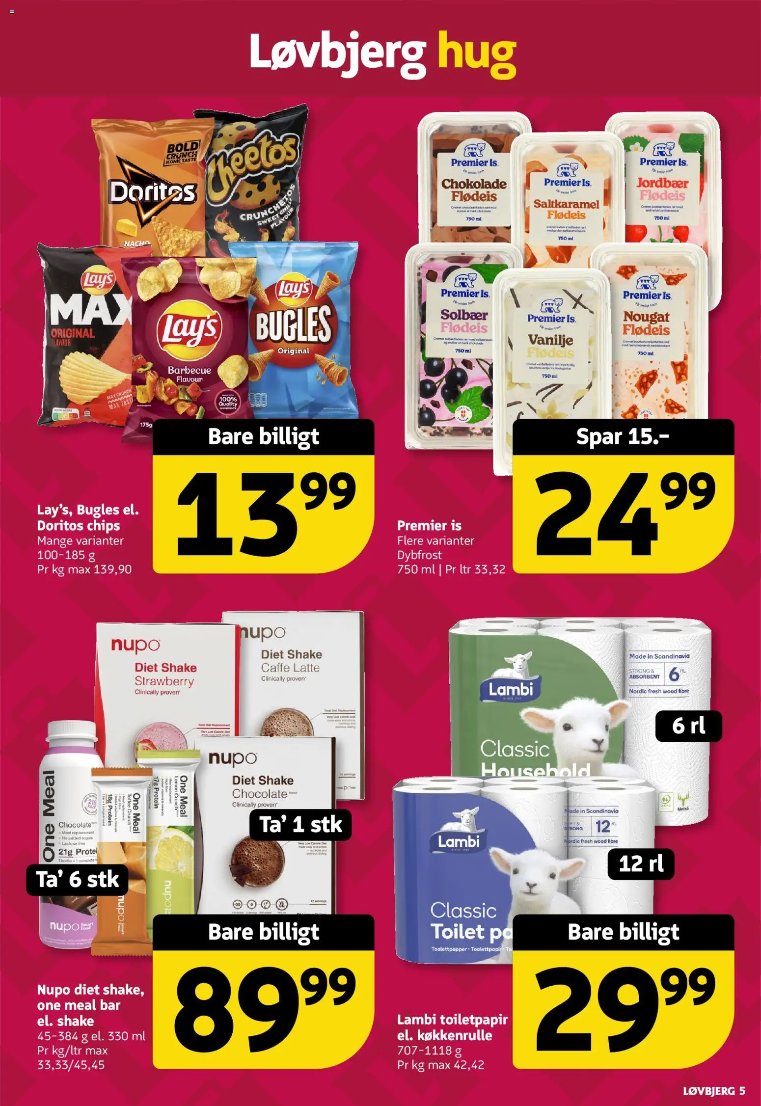 Løvbjerg tilbudsavis – gyldig fra 12.06.2026 | Side: 5 | Produkter: Chokolade, Jordbær, Chips, Flødeis