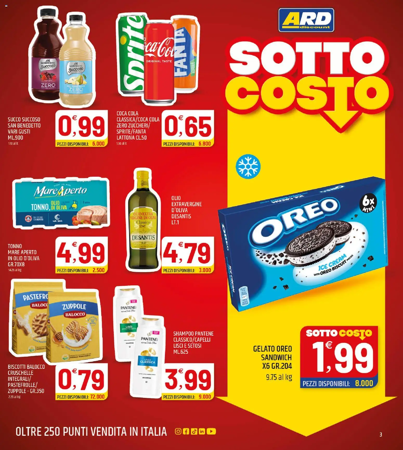 Volantino ARD Discount del 24/08/2026 | Pagina: 3 | Prodotti: Olio d'oliva, Oreo, Sprite, Coca Cola