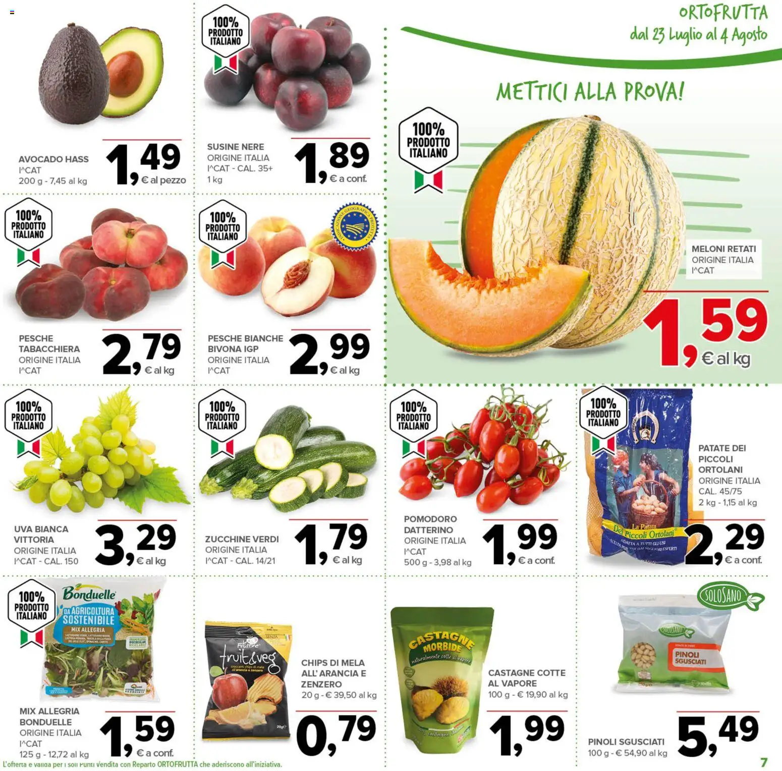 Volantino Todis del 23/07/2026 | Pagina: 7 | Prodotti: Avocado, Pomodoro, Uva, Zucchine
