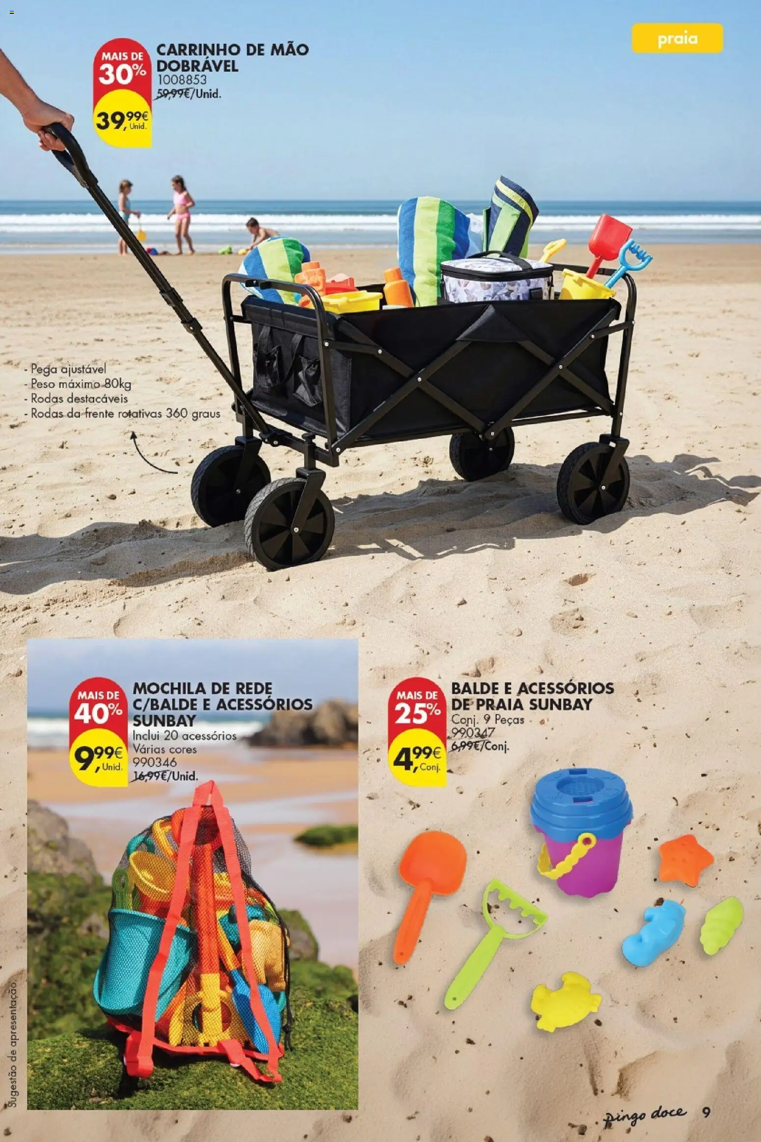 Pingo Doce Bazar Verão 2 │ válido de 30/06/2026 | Página: 9 | Produtos: Mochila, Carrinho de mão, Balde