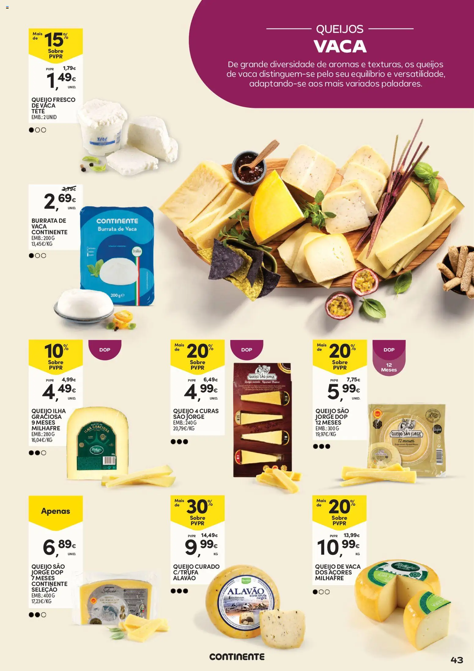 Continente Vinhos, Enchidos e Queijos │ válido de 22/09/2026 | Página: 43 | Produtos: Queijo, Queijo curado