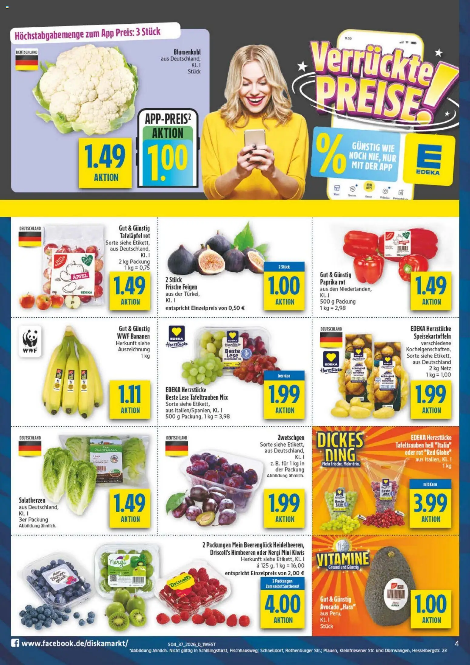 Diska - Diska Angebote Bayern KW37 – gültig ab 02.09.2026 | Seite: 4 | Produkte: Himbeeren, Paprika rot, Avocado, Paprika