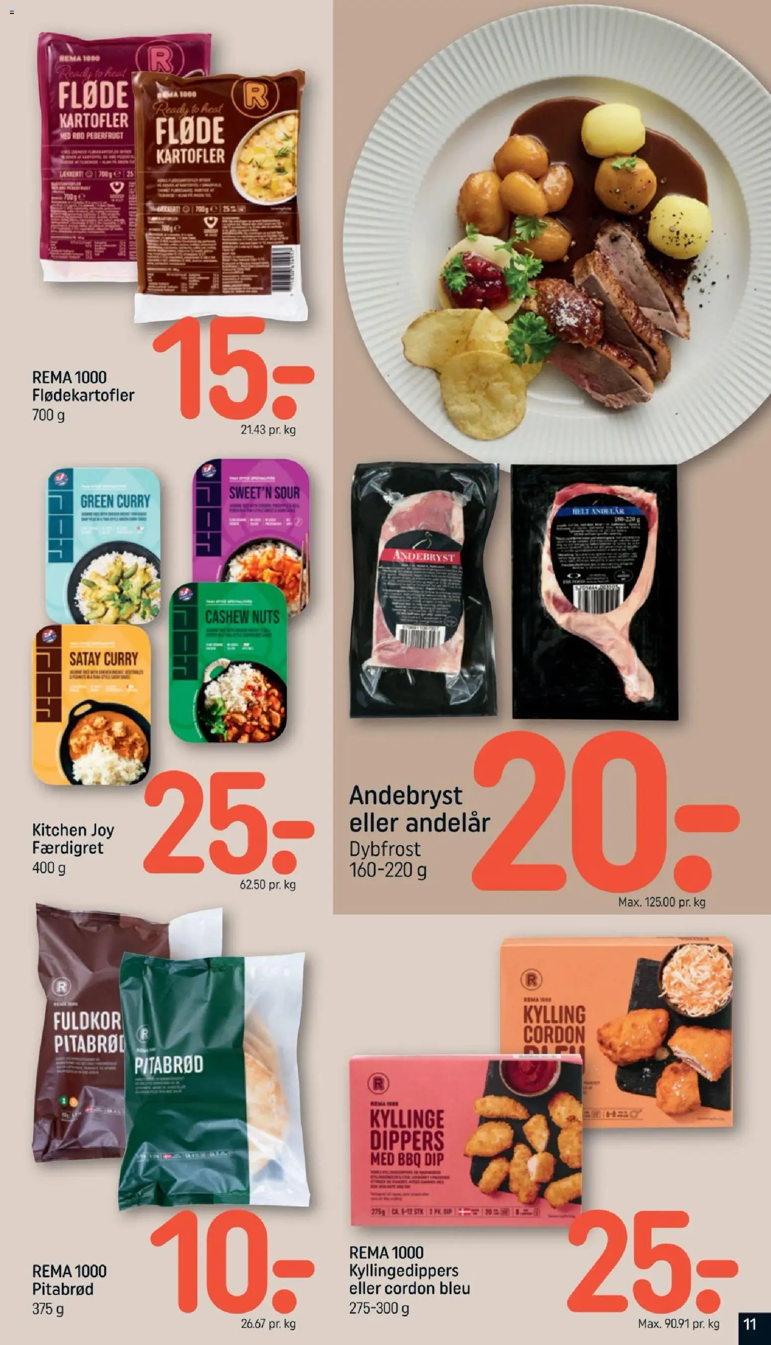Rema 1000 tilbudsavis – gyldig fra 11/10/2026 | Side: 11 | Produkter: Pitabrød, Fløde, Kartofler, Peberfrugt