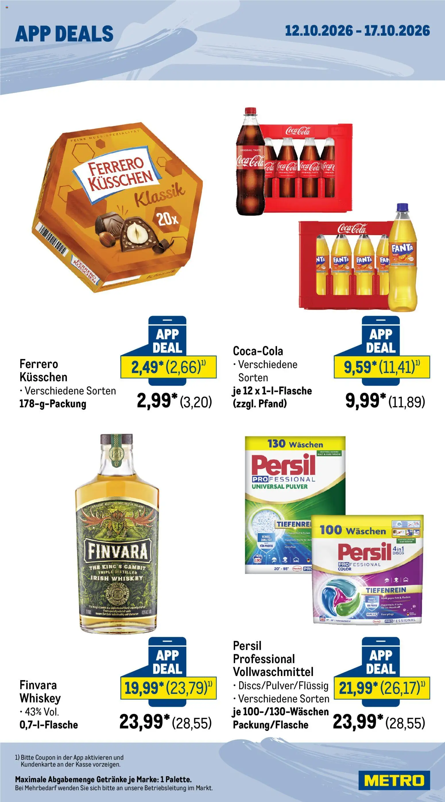Metro App Deals – gültig ab 12.10.2026 | Seite: 2 | Produkte: Coca cola, Fanta, Cola, Persil