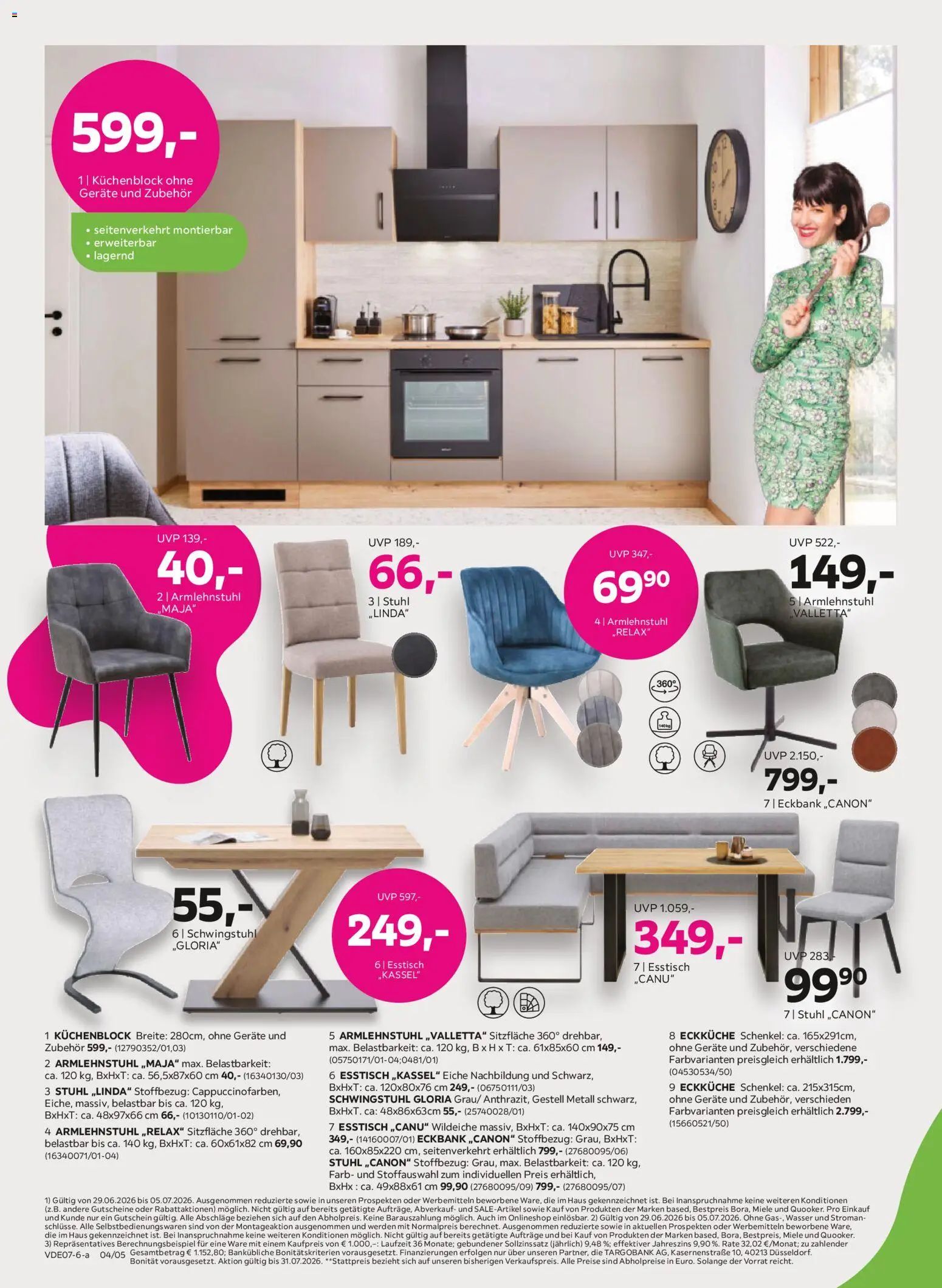 Mömax Prospekt – gültig ab 29.06.2026 | Seite: 4 | Produkte: Miele, Küchenblock, Esstisch, Eckbank