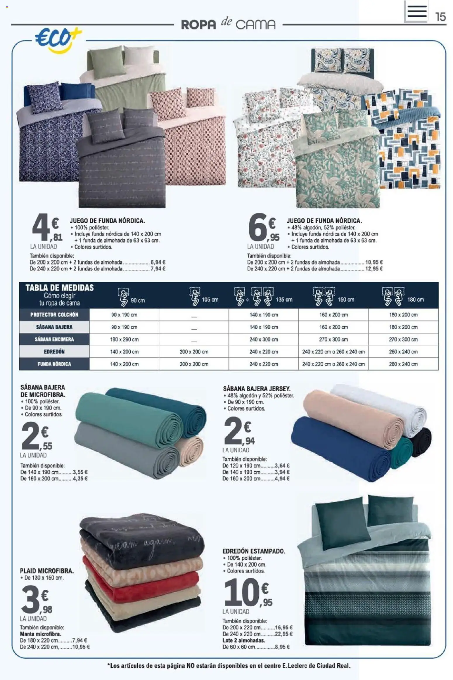 E.Leclerc Ciudad Real │ válido desde el 31/08/2026 | Página: 15 | Productos: Edredón, Manta, Funda, Almohada