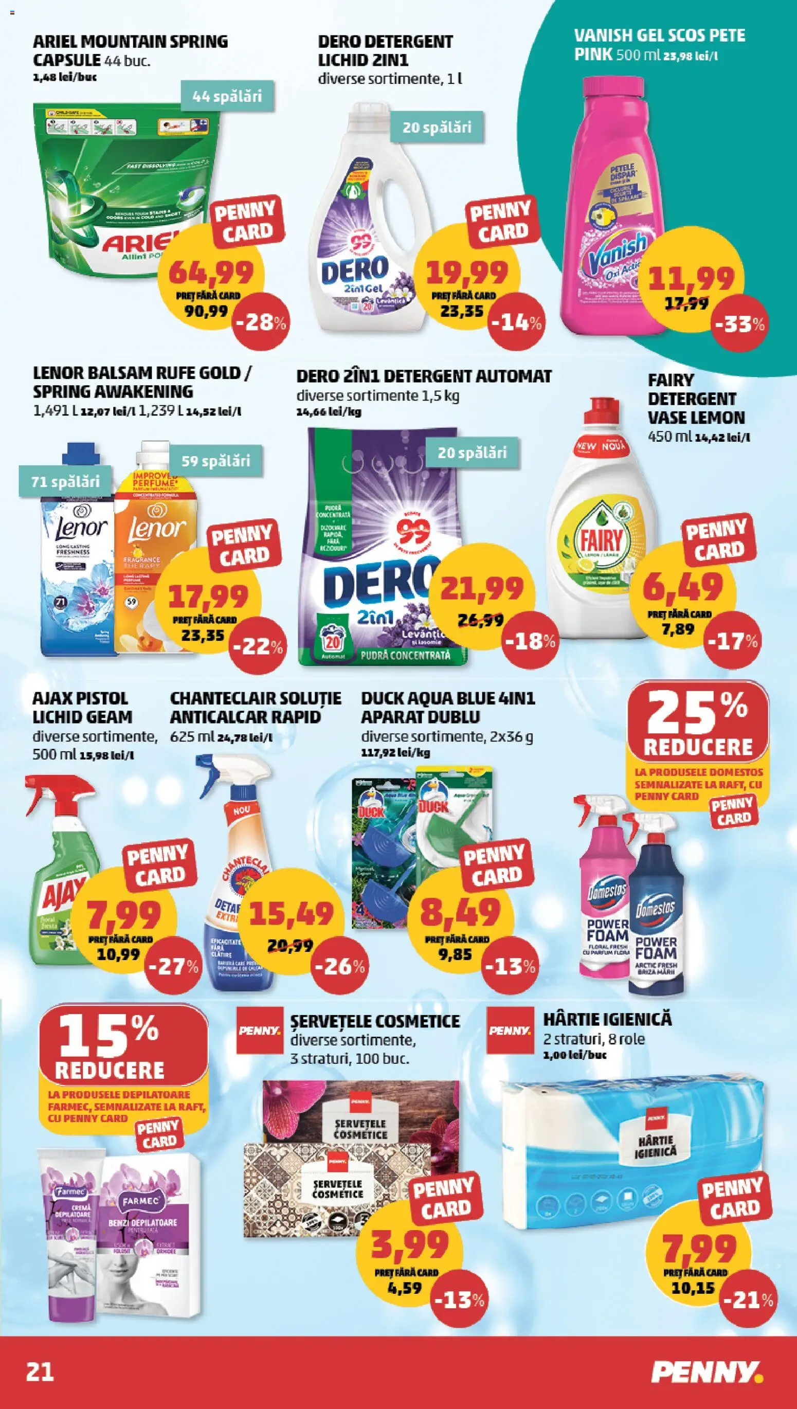 Noul catalog PENNY – valabil de la 17.06.2026 | Pagină: 21 | Produse: Cremă, Cremă depilatoare, Detergent, Çelik Mama ve Su Kabı