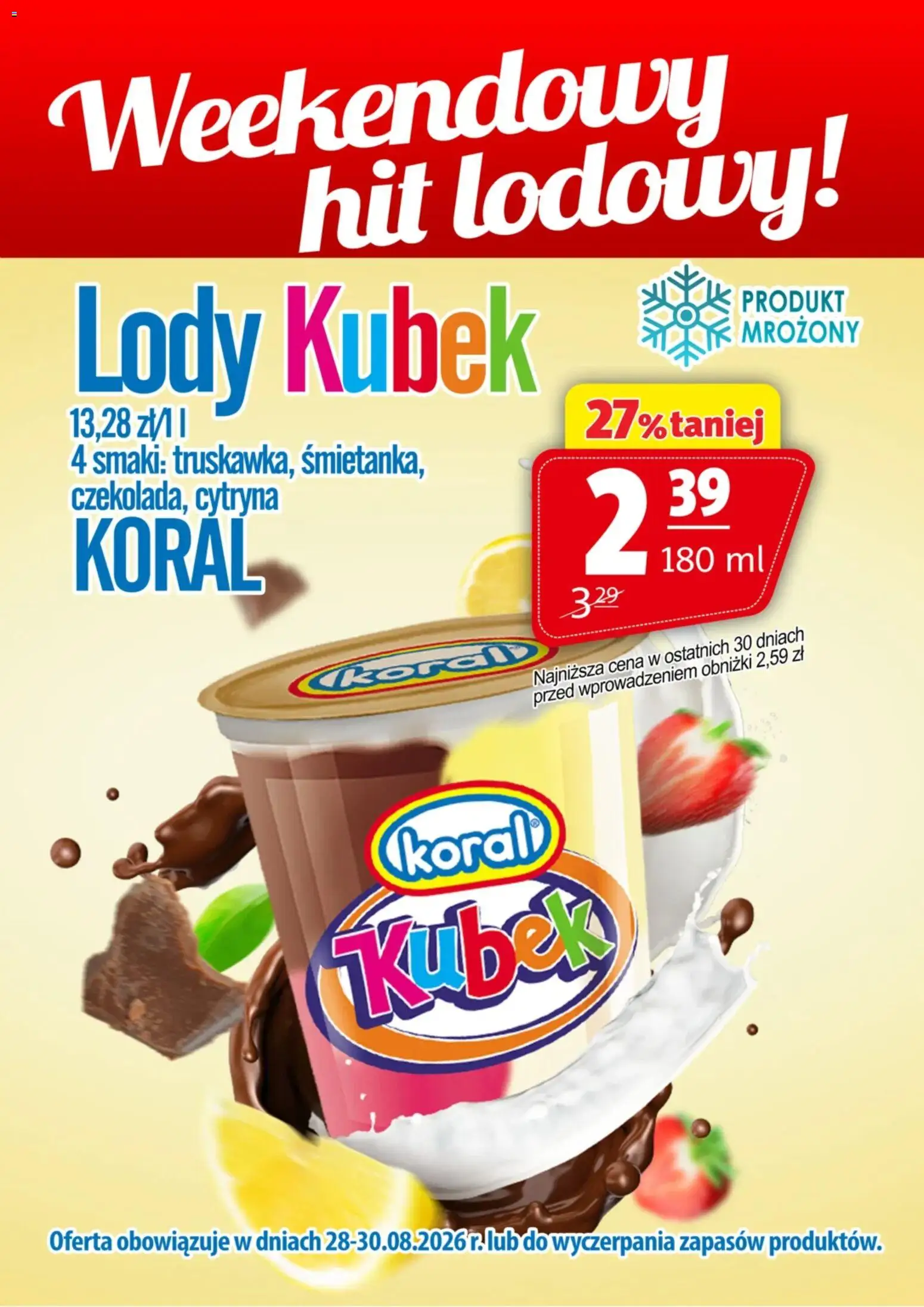Prim Market promocja - Lody Kubek Koral od 28.08.2026 | Strona: 1 | Produkty: Cytryna, Lody