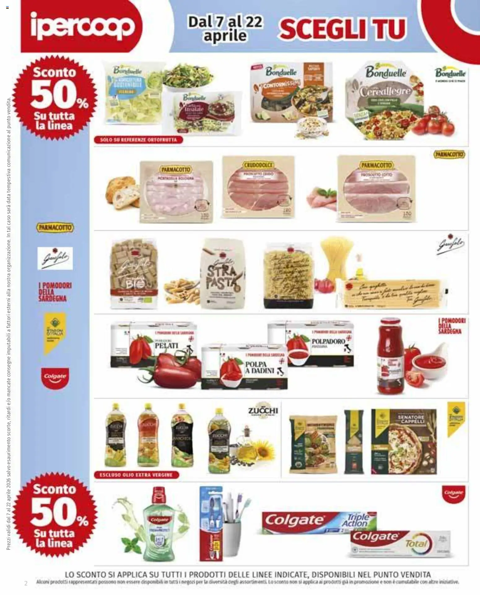 Volantino Ipercoop del 07.04.2026 | Pagina: 2 | Prodotti: Pomodori, Pasta, Data, Olio extra vergine