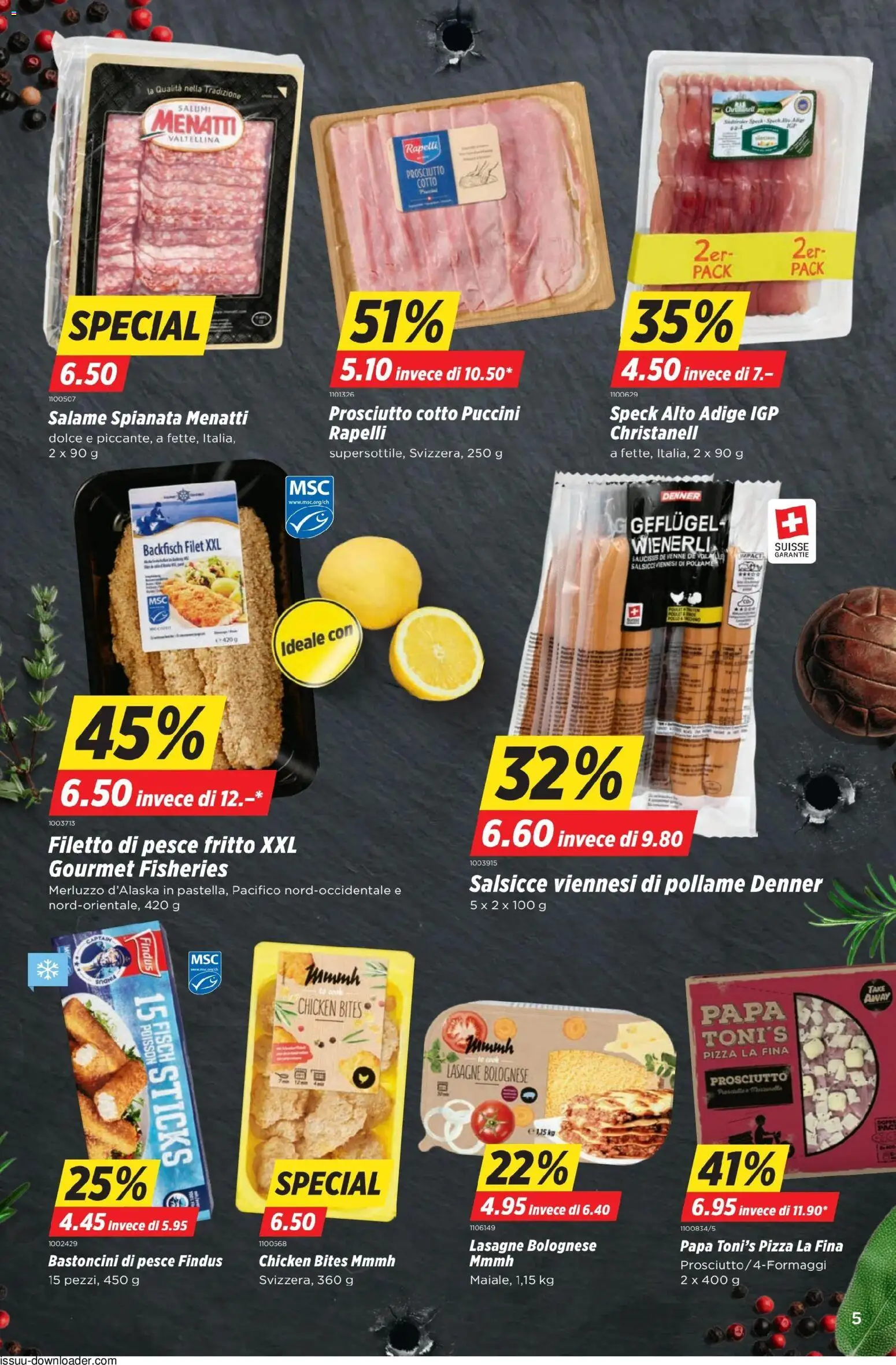 Denner aktionen IT – gültig ab 04.06.2026 | Seite: 5 | Produkte: Salami, Pizza, Fisch