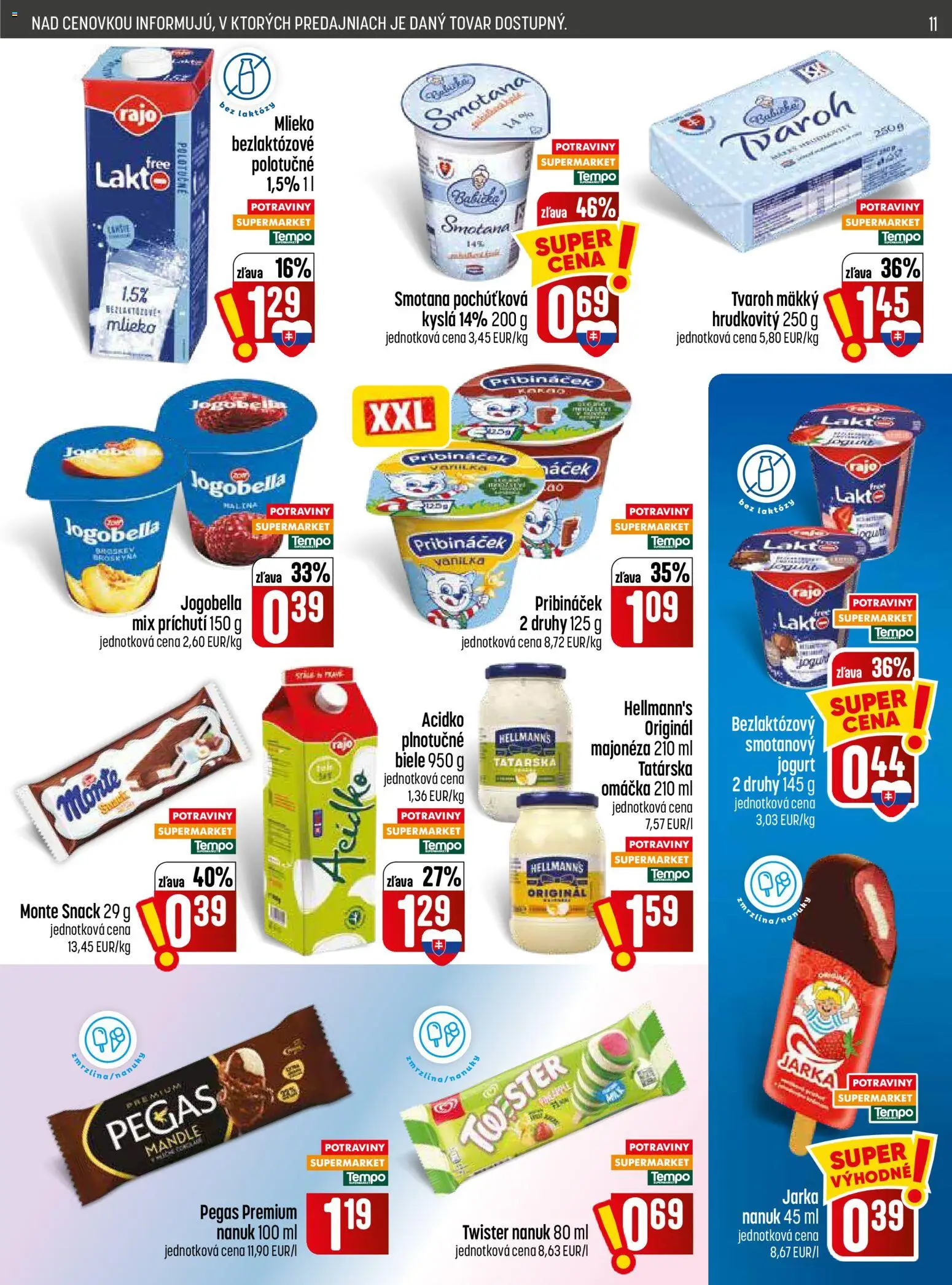 Nové COOP Jednota akcie – leták je platný od 20.08.2026 | Strana: 11 | Produkty: Smotana, Acidko, Mandle, Vanilka