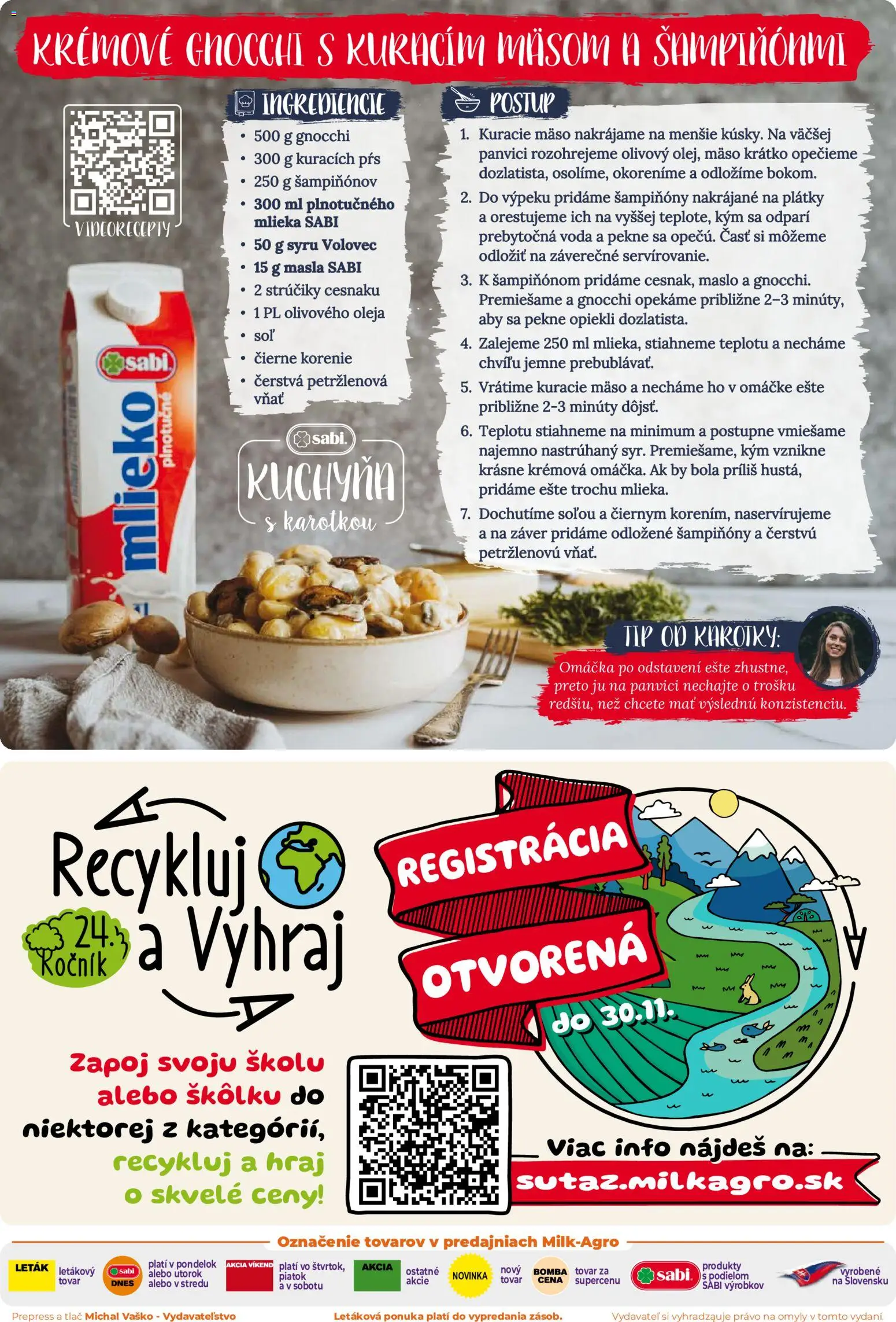 Nové Milk Agro akcie – leták je platný od 16.09.2026 | Strana: 2 | Produkty: Kuchyňa, Mlieko, Gnocchi, Voda