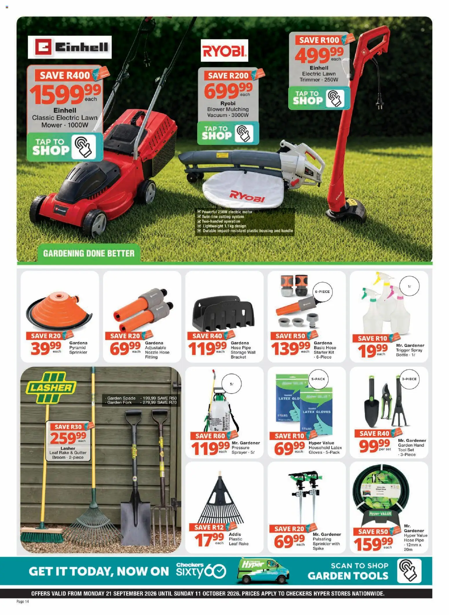 New Checkers catalogue – valid from 21/09/2026 | Page: 14 | Products: Gloves, Broom, Spade, Pipe