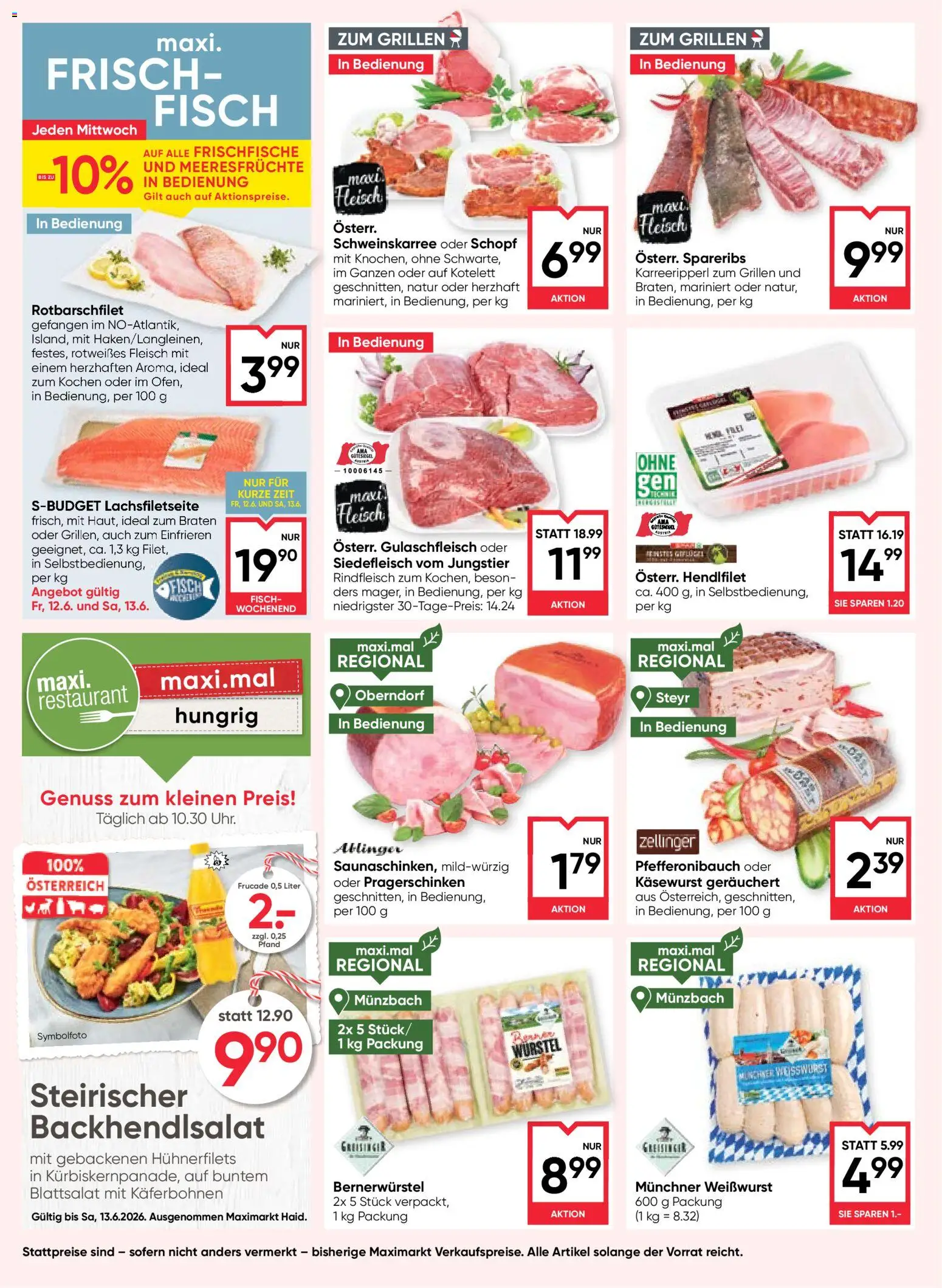 Maximarkt Flugblatt gültig ab 11.06.2026 | Seite: 8 | Produkte: Meeresfrüchte, Fisch, Rindfleisch