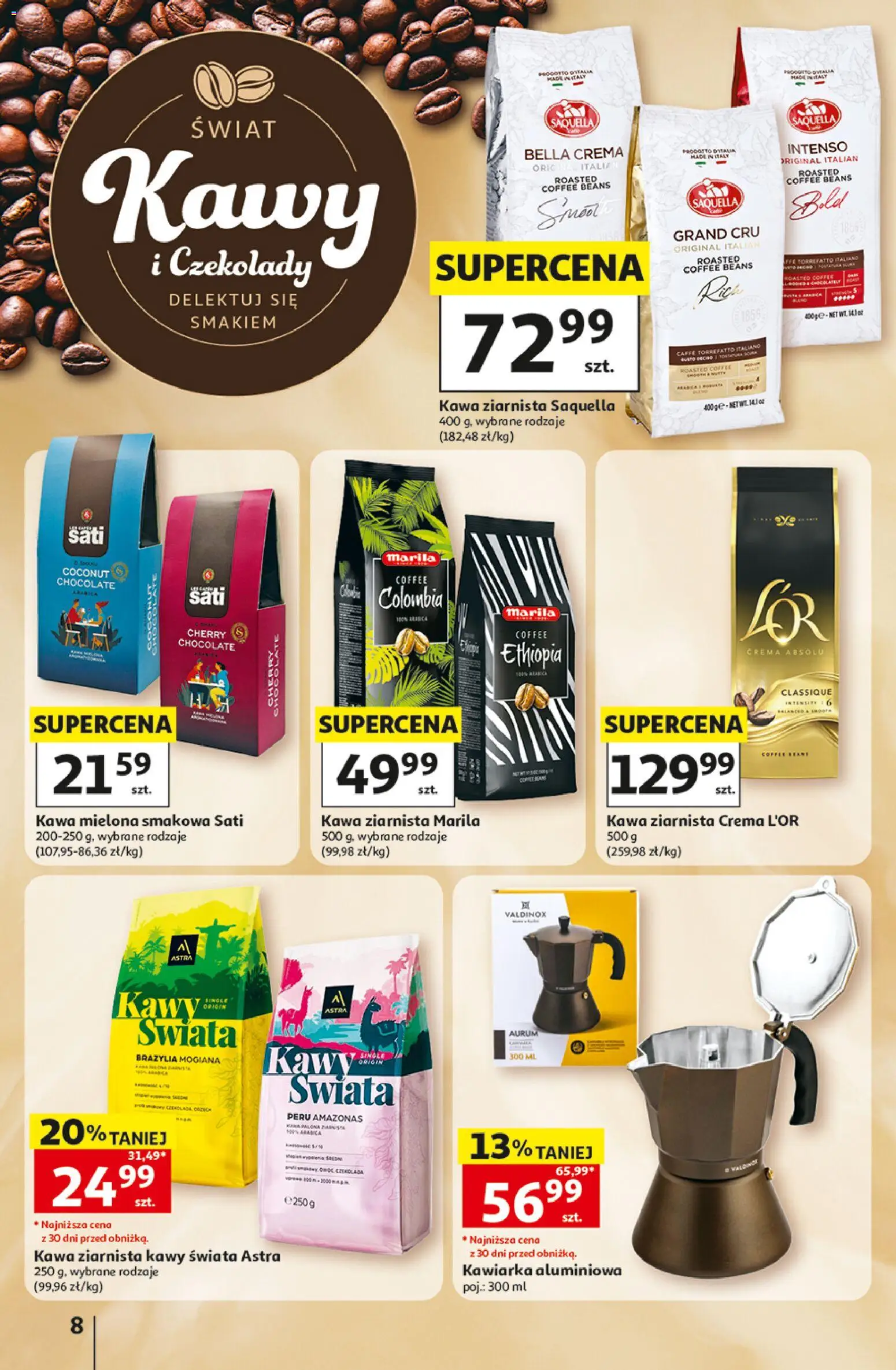 Auchan gazetka - Hipermarket od 29.10.2026 | Strona: 8 | Produkty: Czekolady, Kawa ziarnista, Kawa, Kawa mielona