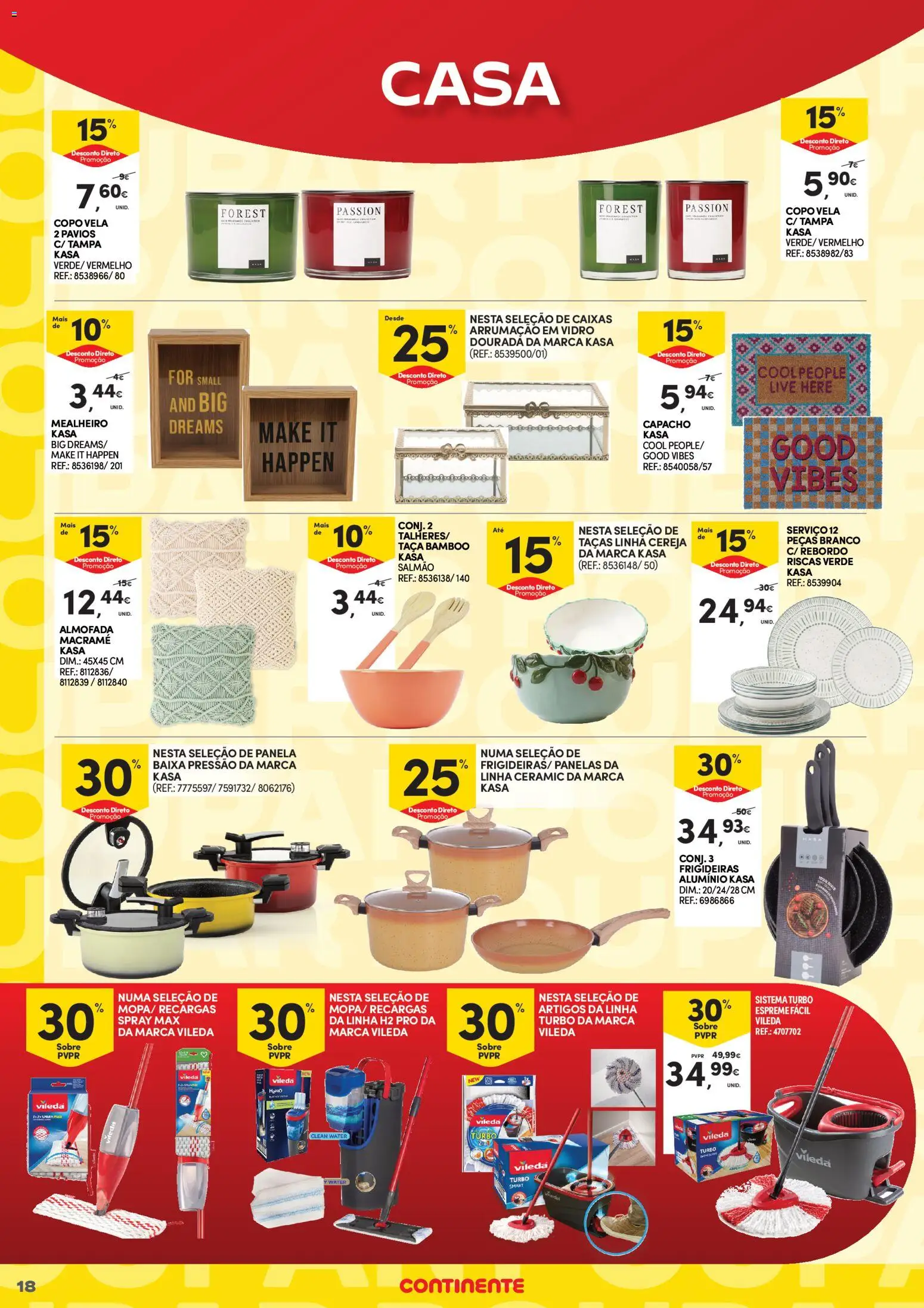 Continente - Açores Poupança para todos │ válido de 06.04.2026 | Página: 18 | Produtos: Caixas arrumação, Almofada, Salmão, Panela