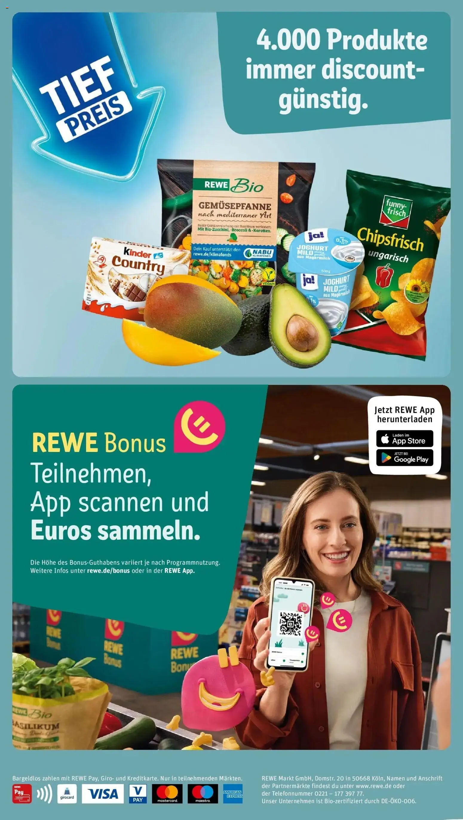 REWE Prospekt ab 04.05.2026 zum Blättern » Angebote | Seite: 2 | Produkte: Joghurt, Paprika, Chips, Kinder country