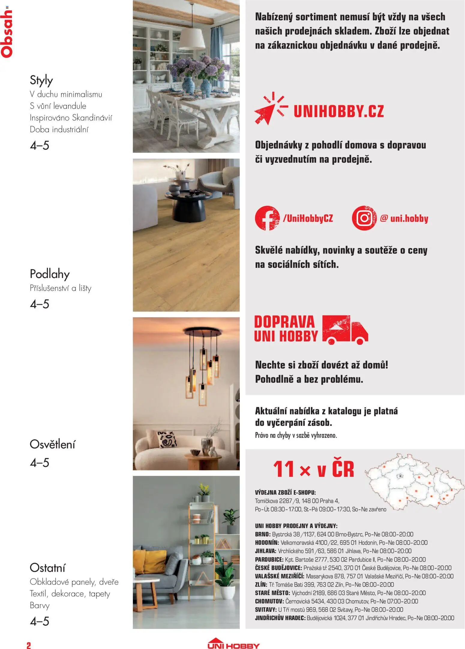 Uni Hobby katalog - Interiér od 09.09.2026 | Strana: 2 | Produkty: Tapety, Osvětlení, Dveře, Barvy