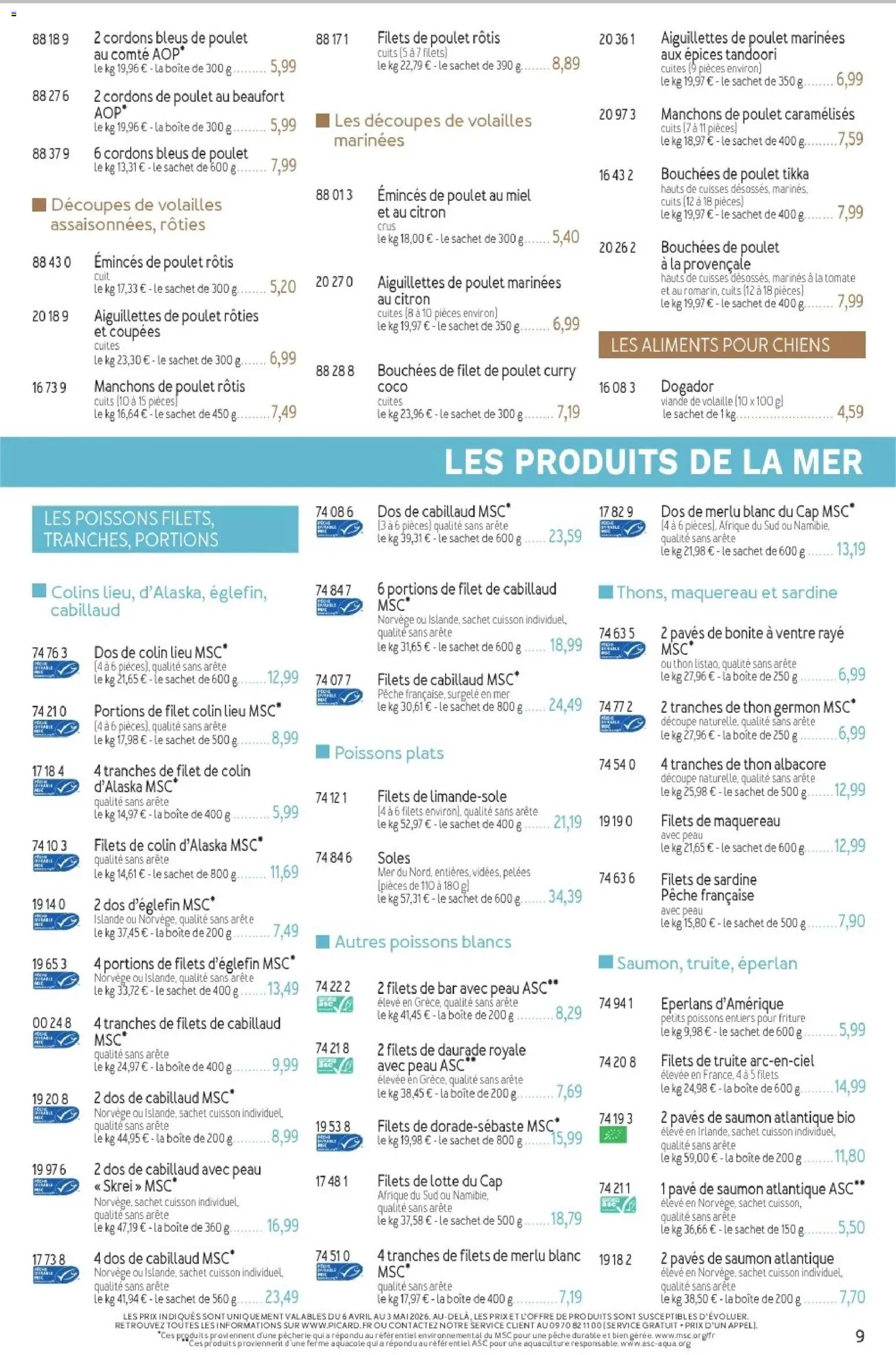 {H1} | Page: 9 | Produits: Volaille, Dos d'églefin, Curry, Saumon