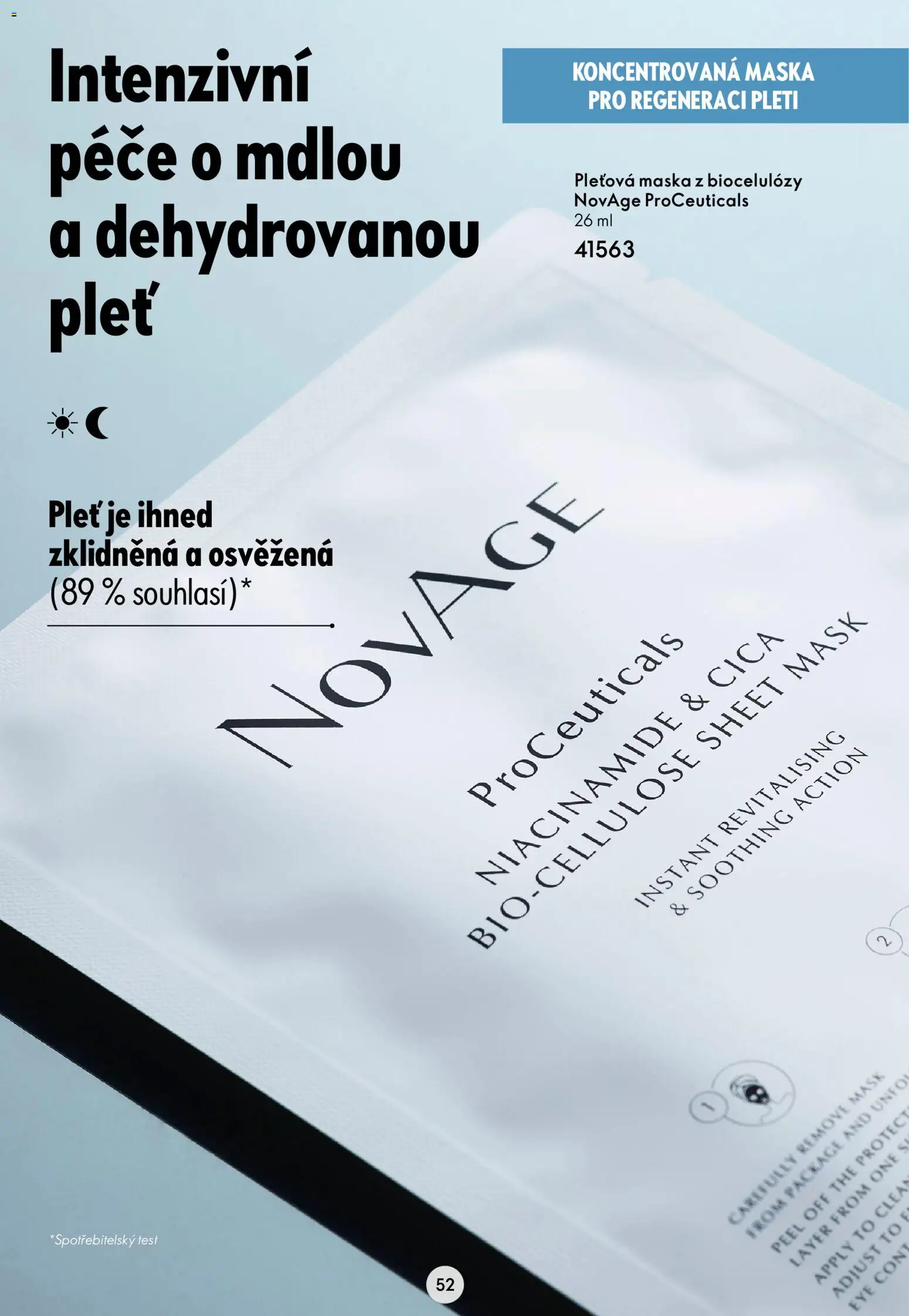 Oriflame katalog Novage+ od 21.07.2026 | Strana: 52 | Produkty: Pleťová maska, Test, Maska