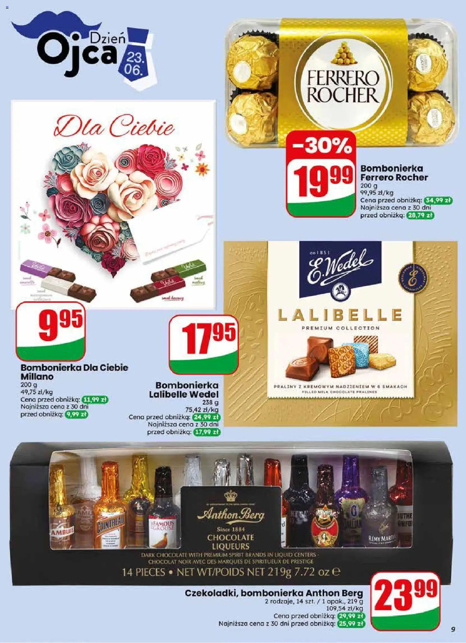 Dino gazetka od 17.06.2026 | Strona: 9 | Produkty: Praliny, Bombonierka, Anthon Berg, Ferrero rocher