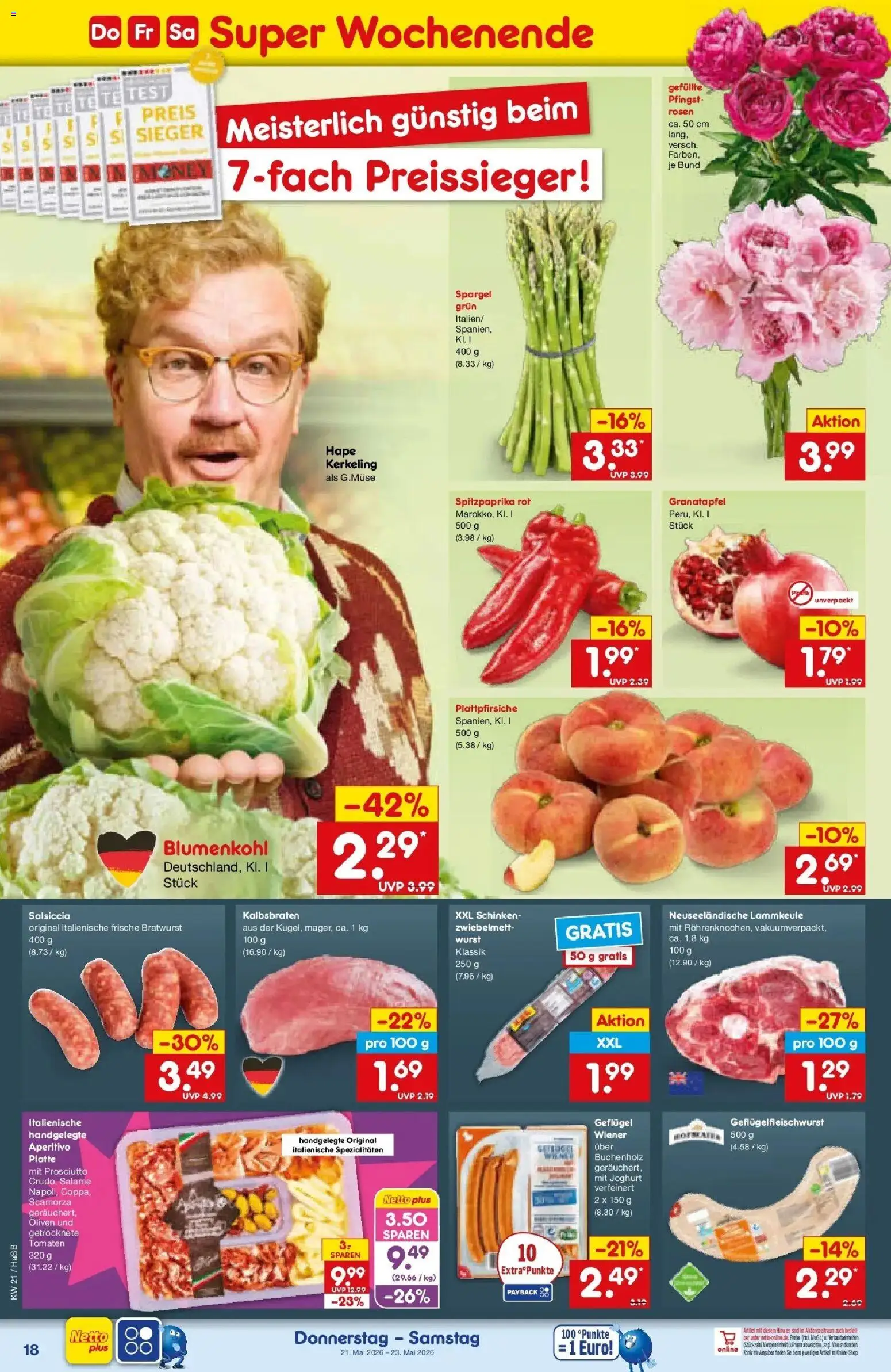 Netto Marken-Discount Prospekt Wuppertal	 – gültig ab 17.05.2026 | Seite: 20 | Produkte: Lammkeule, Spargel, Blumenkohl, Schinken