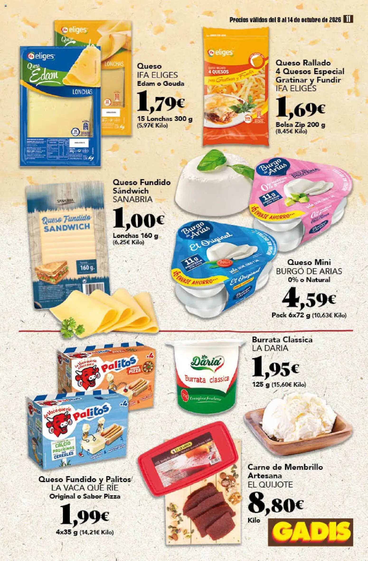 Gadis - folleto │ válido desde el 08/10/2026 | Página: 11 | Productos: Queso fundido, Pizza, Cereales, Carne