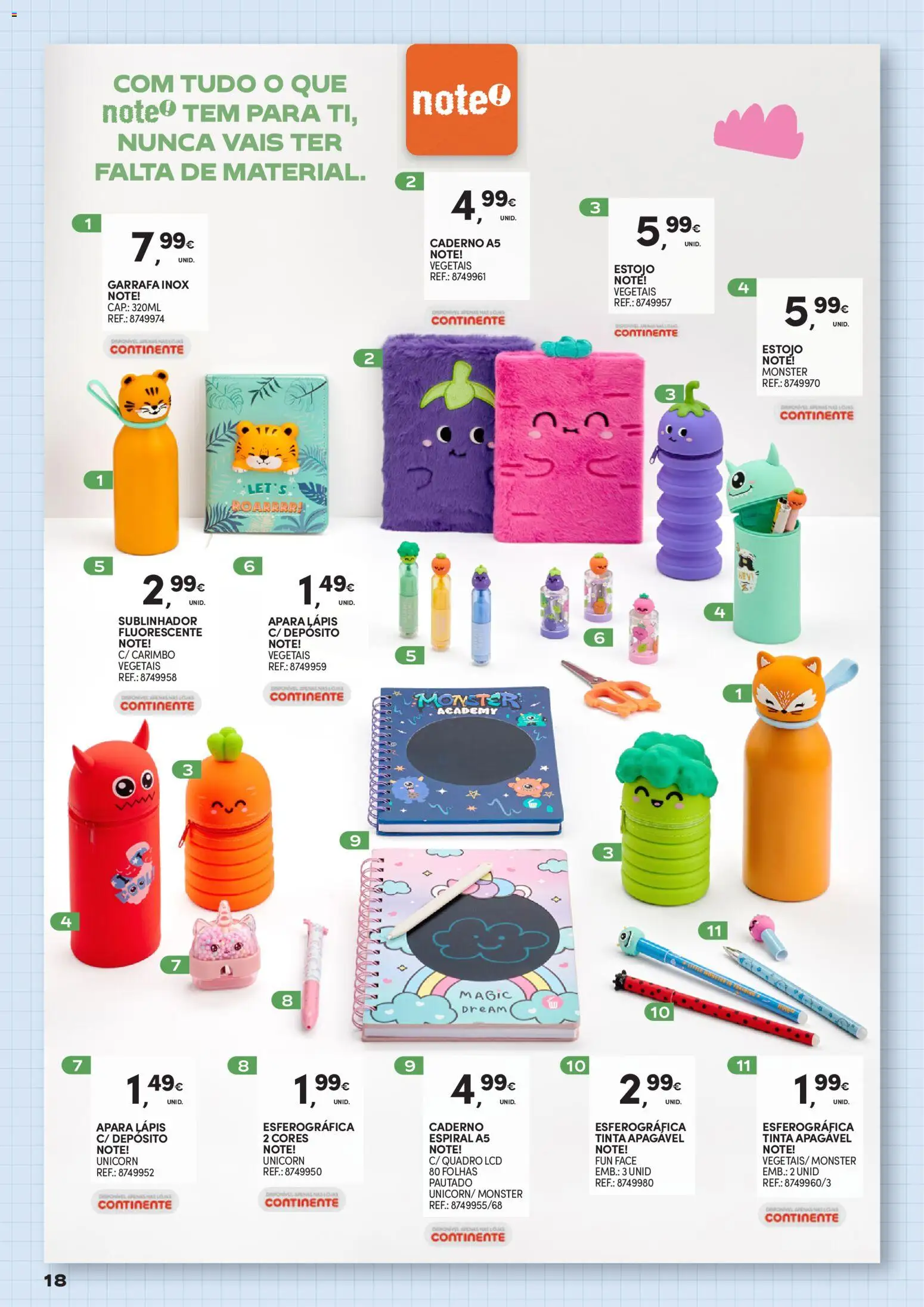 Continente Regresso às Aulas Na escola de toda a gente │ válido de 11/08/2026 | Página: 18 | Produtos: Caderno, Quadro, Tinta