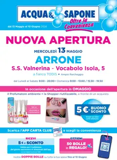 Anteprima del volantino Acqua e Sapone volantino Arrone valido a partire dal 13.05.2026