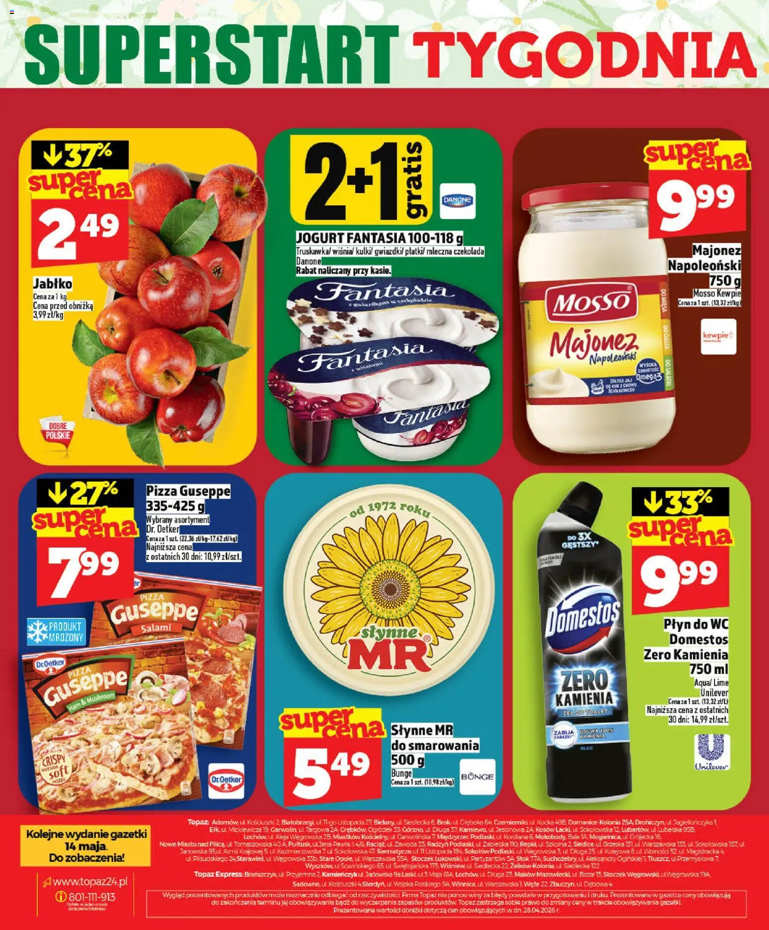 Topaz gazetka od 07.05.2026 | Strona: 40 | Produkty: Domestos, Jogurt, Czekolada, Majonez