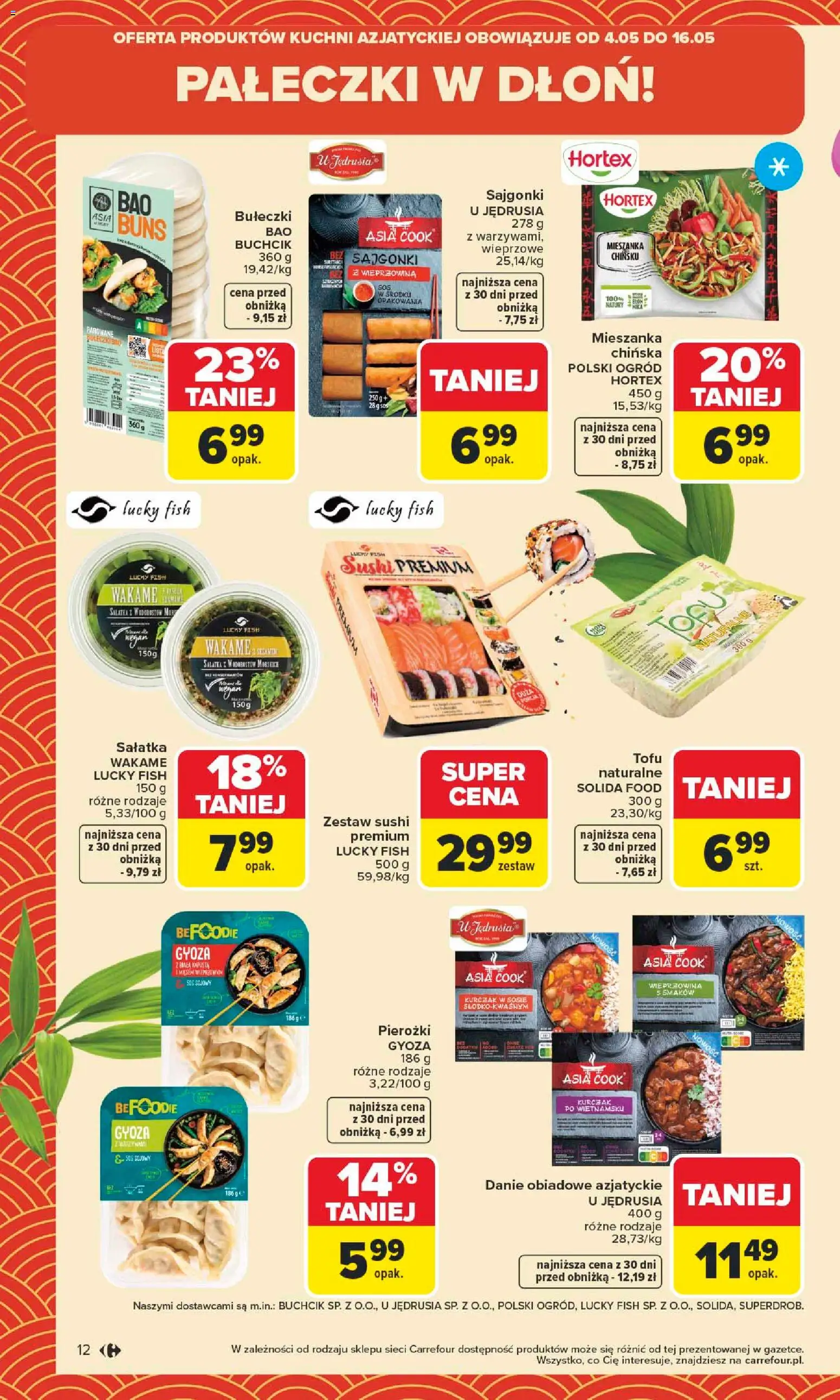 Carrefour gazetka od 04.05.2026 | Strona: 14 | Produkty: Kurczak, Sushi, Tofu, Sos