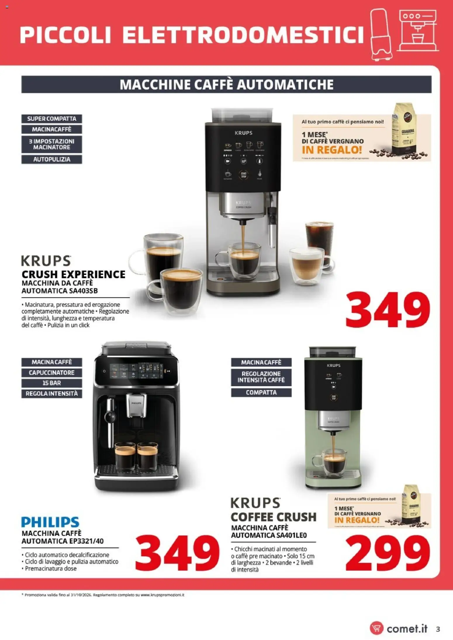 Volantino Comet del 14/10/2026 | Pagina: 3 | Prodotti: Macchina da caffe, Caffè, Macina, Macinacaffè