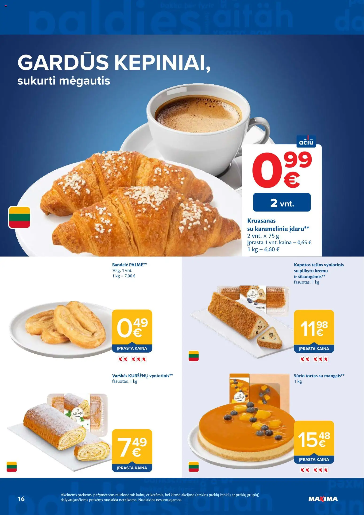 MAXIMA akcijos nuo 2026.06.23 | Puslapis: 16 | Prekių: Bandelė, Tortas