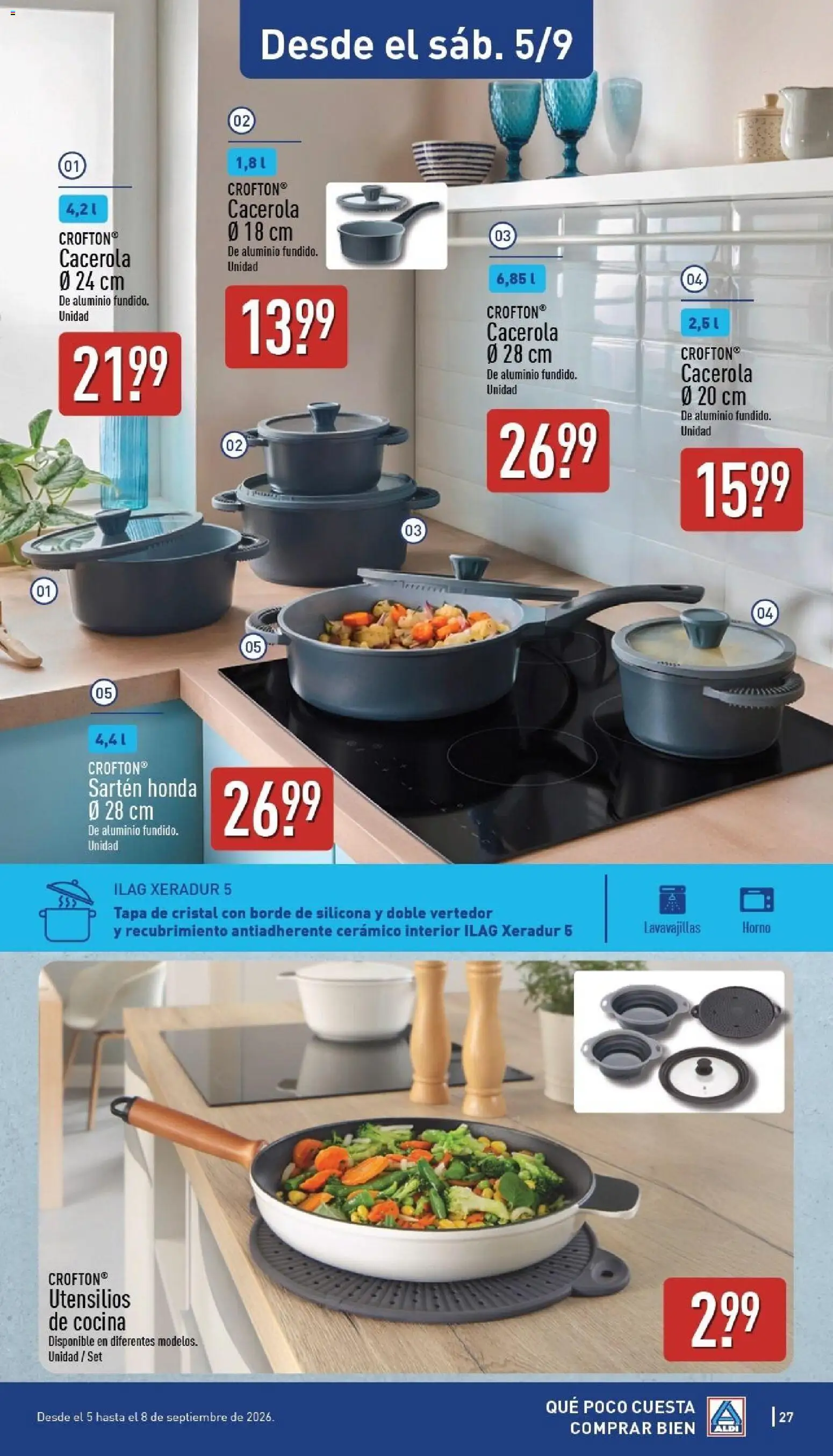 Aldi folleto Canarias │ válido desde el 31/08/2026 | Página: 27 | Productos: Pan, Horno, Cocina, Lavavajillas