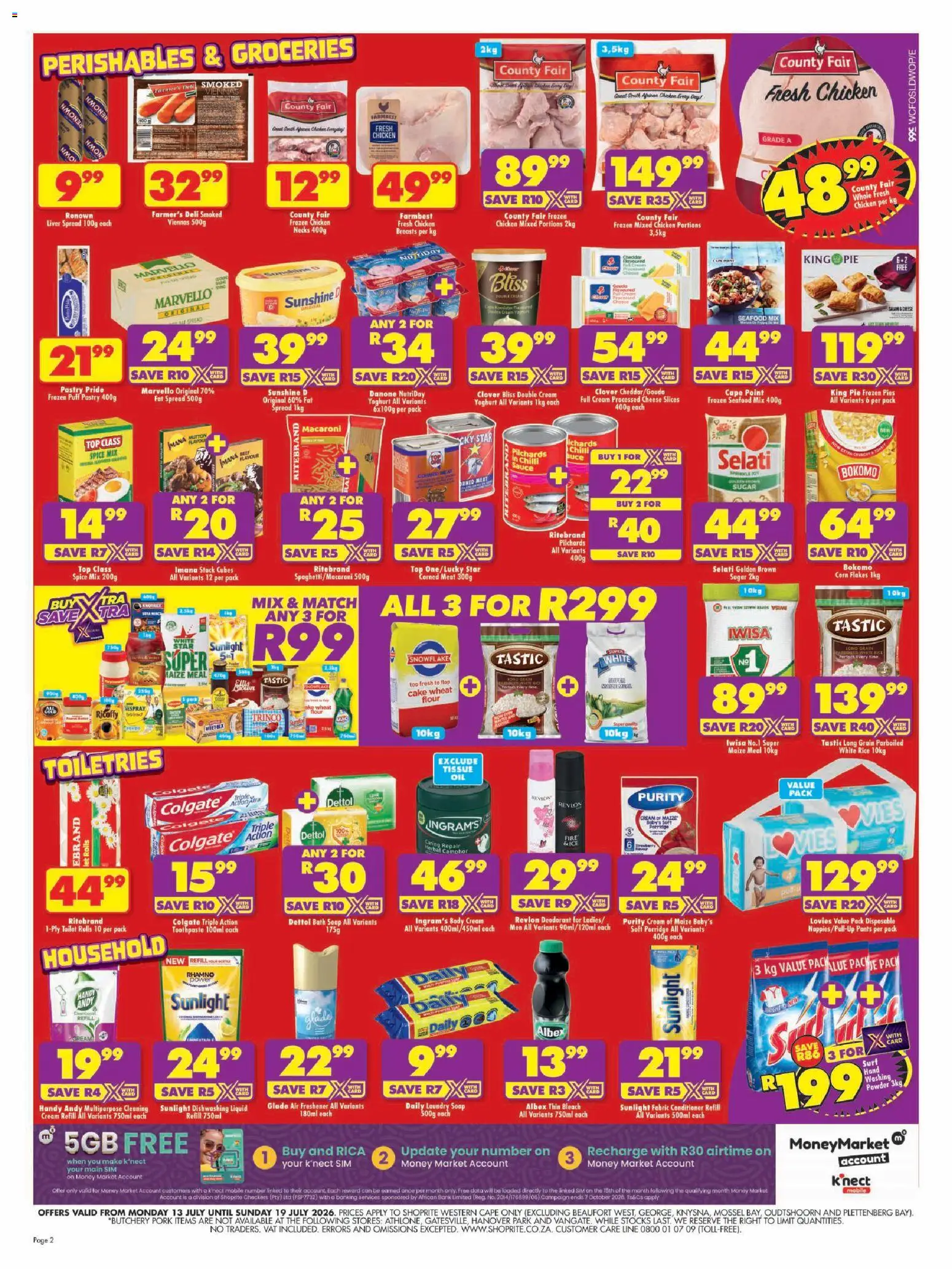 New Shoprite catalogue – valid from 13/07/2026 | Page: 2 | Products: Corn, Sim, Bath, Cream