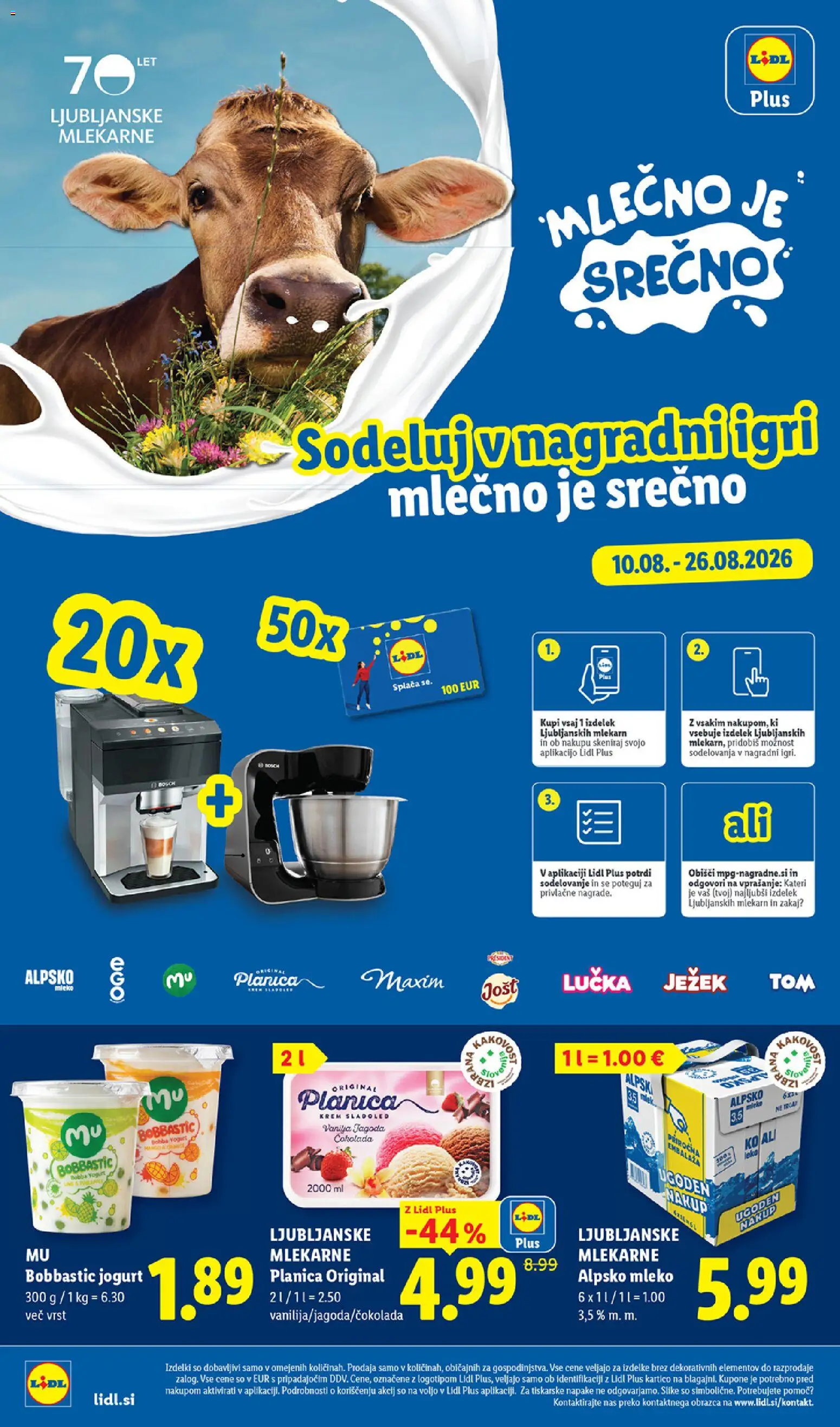Novi Lidl katalog ponudbe – veljaven od 06.08.2026 | Stran: 48 | Izdelki: Mleko, Jogurt, Cokolada, Sladoled