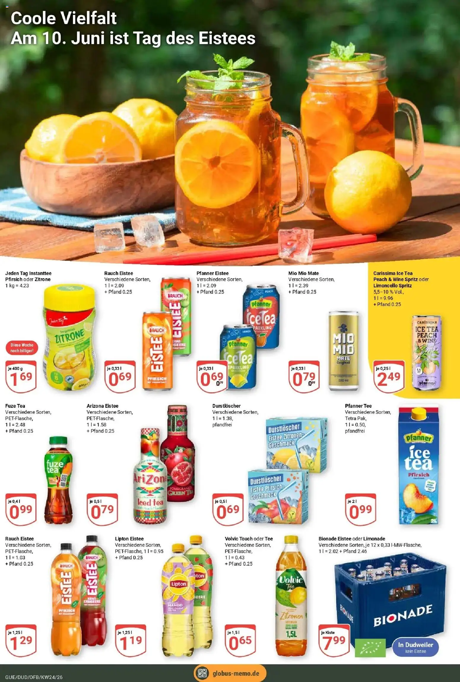 Globus Prospekt Saarbrücken-Dudweiler – gültig ab 08.06.2026 | Seite: 21 | Produkte: Pfirsich, Tee, Volvic, Zitronen