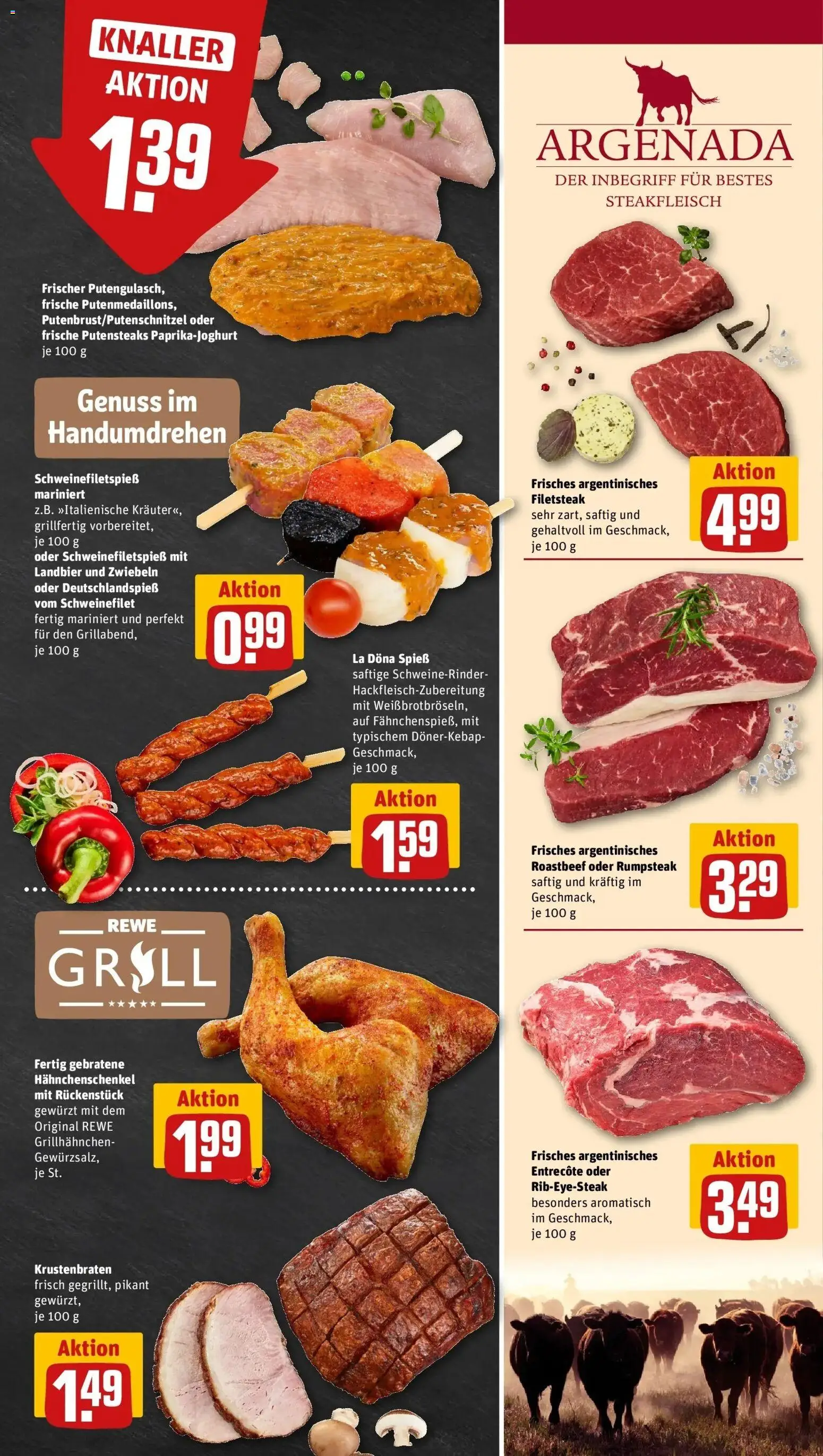 Rewe Prospekt Duisburg – gültig ab 27.07.2026 | Seite: 7 | Produkte: Rumpsteak, Entrecote, Roastbeef, Zwiebeln