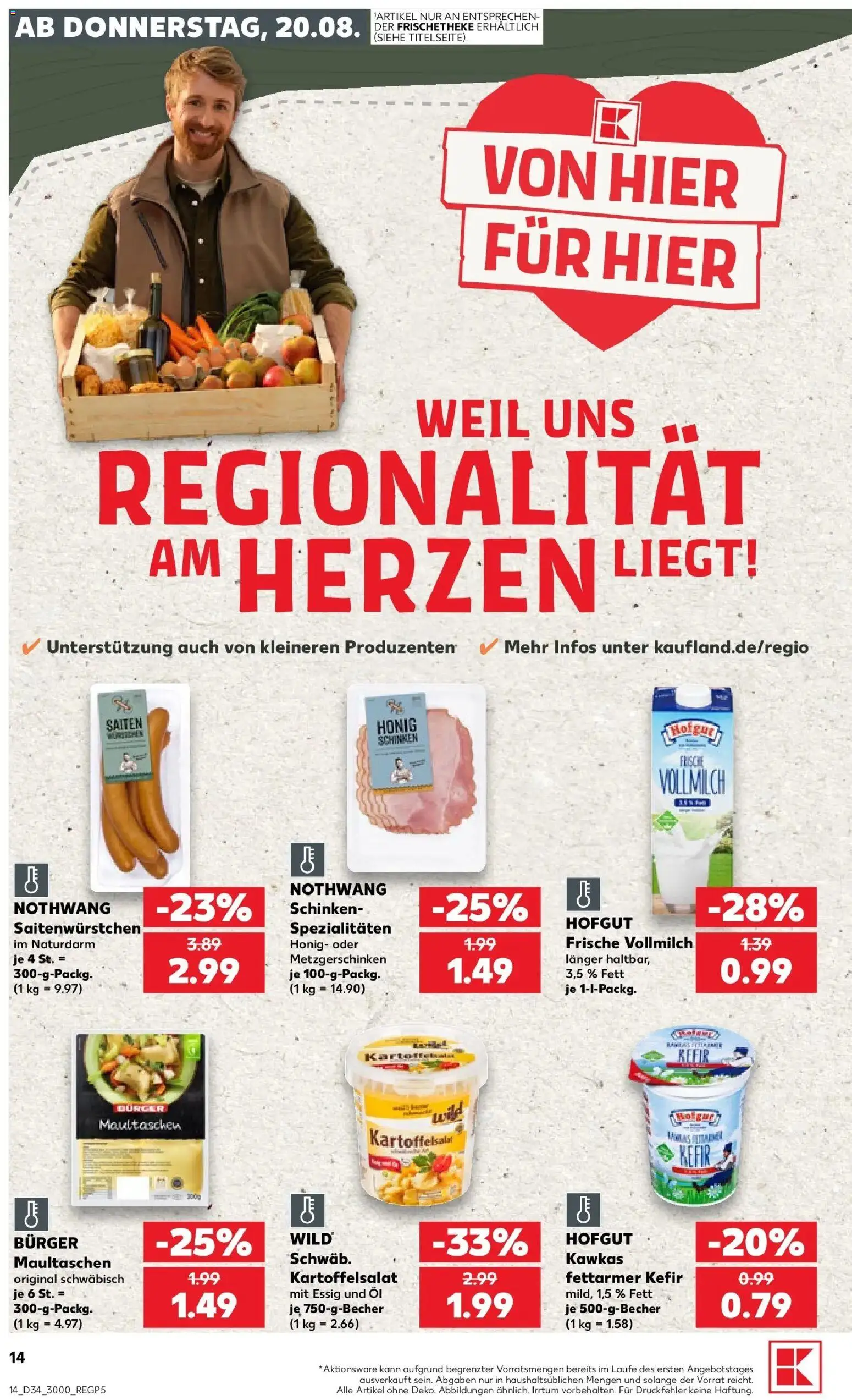 Prospekt Kaufland ab 17.08.2026 » Angebote Online zum Blättern | Seite: 25 | Produkte: Kefir, Spezialitäten, Burger, Maultaschen