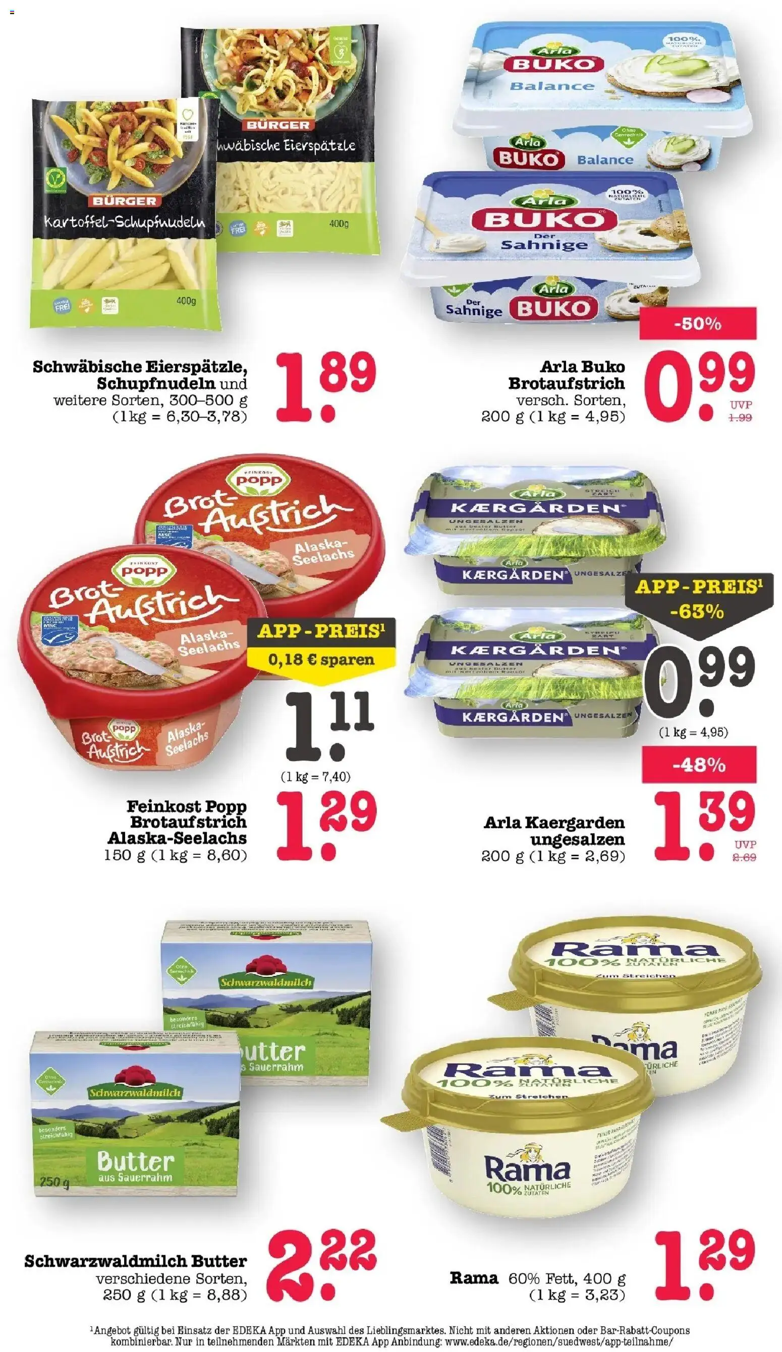 Edeka Prospekt Bühlertal (ab 19.10.2026) » Angebote Online | Seite: 29 | Produkte: Butter, Burger, Arla buko, Sauerrahm