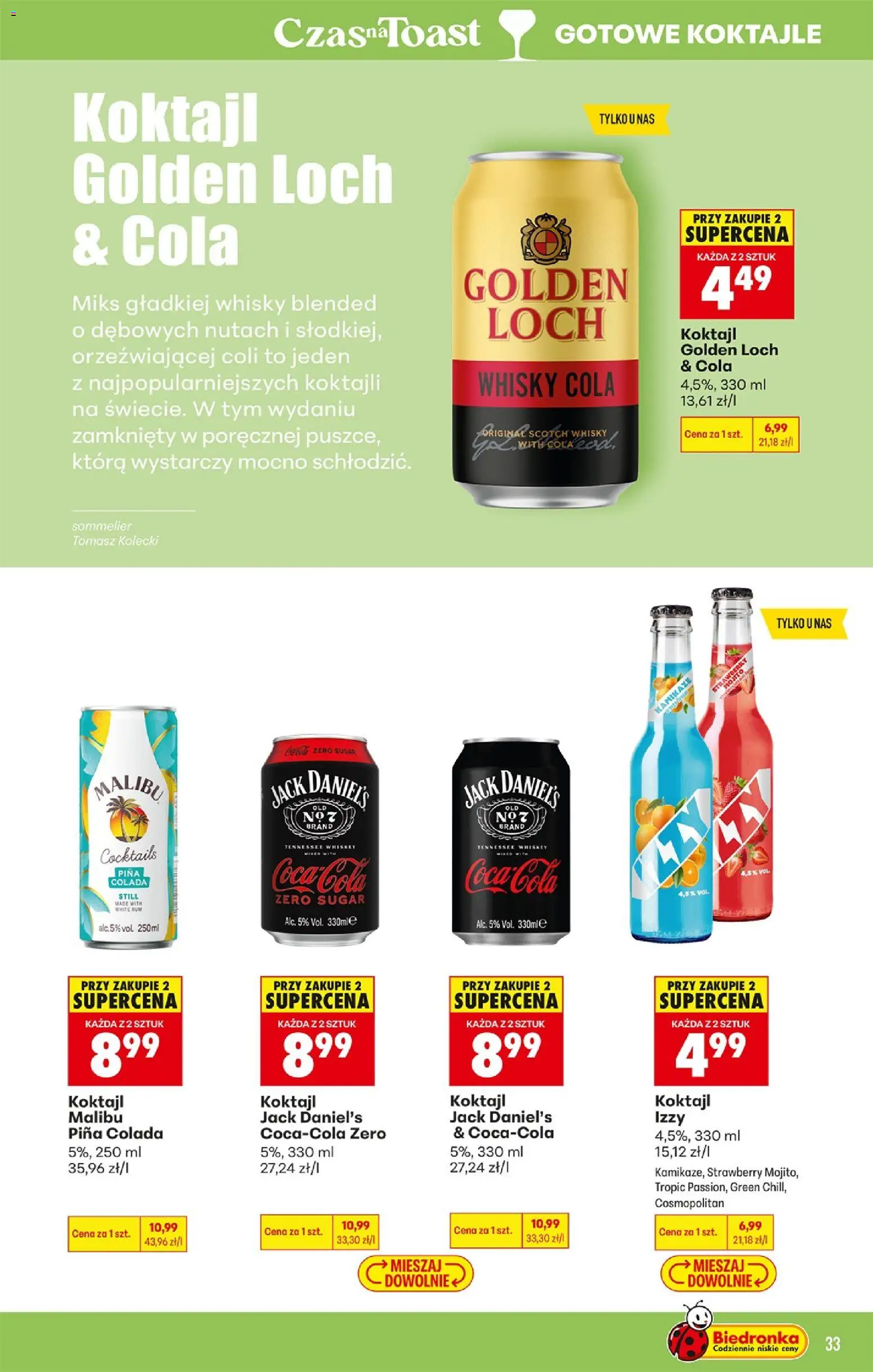 Biedronka Polsko leták - Czas na toast od 27.07.2026 | Strana: 33 | Produkty: Rum, Whisky, Piña colada, Jack Daniel’s